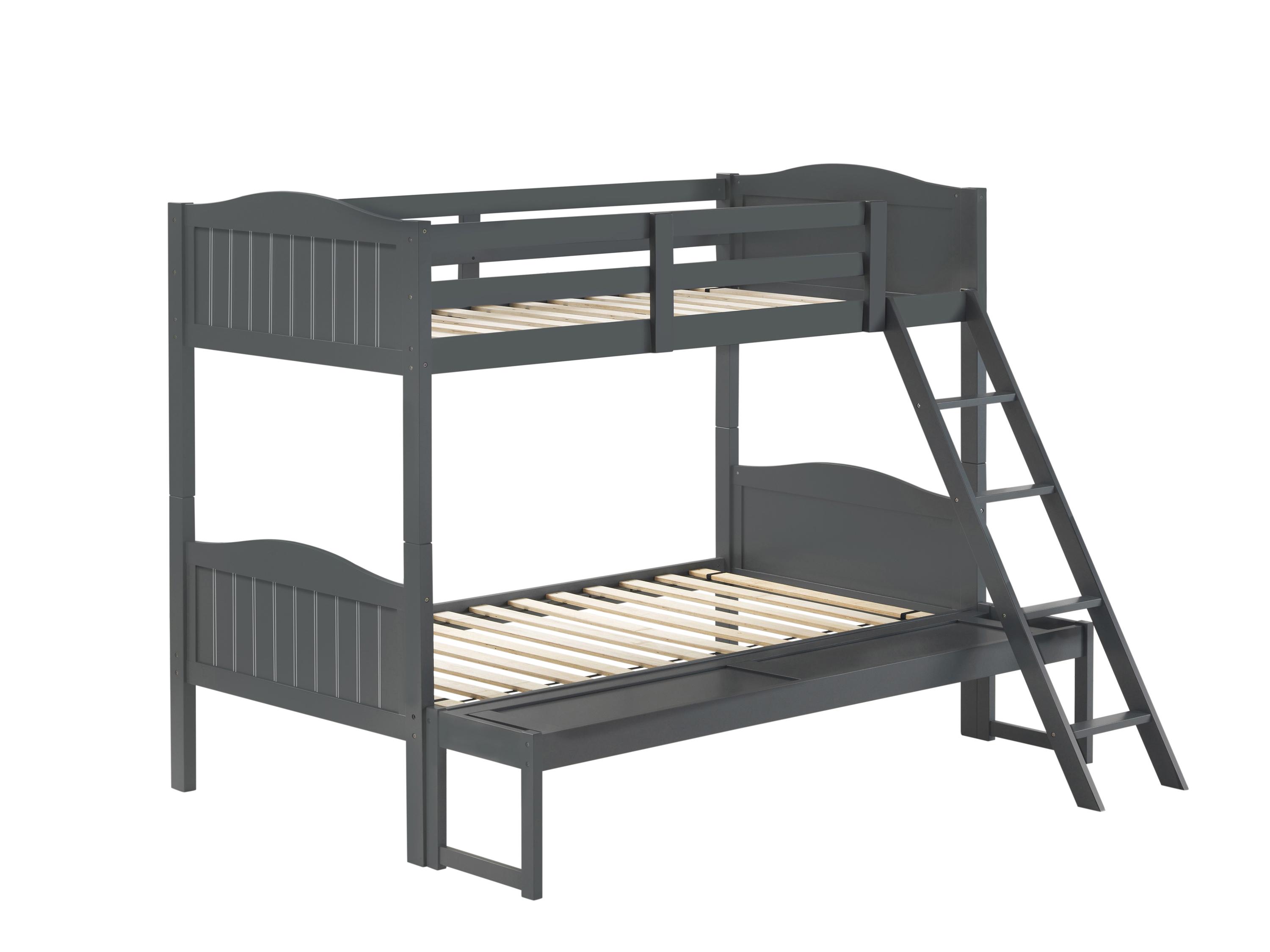

    
Modern Gray Solid Rubberwood Twin/Full Bunk Bed Coaster 405054GRY Littleton
