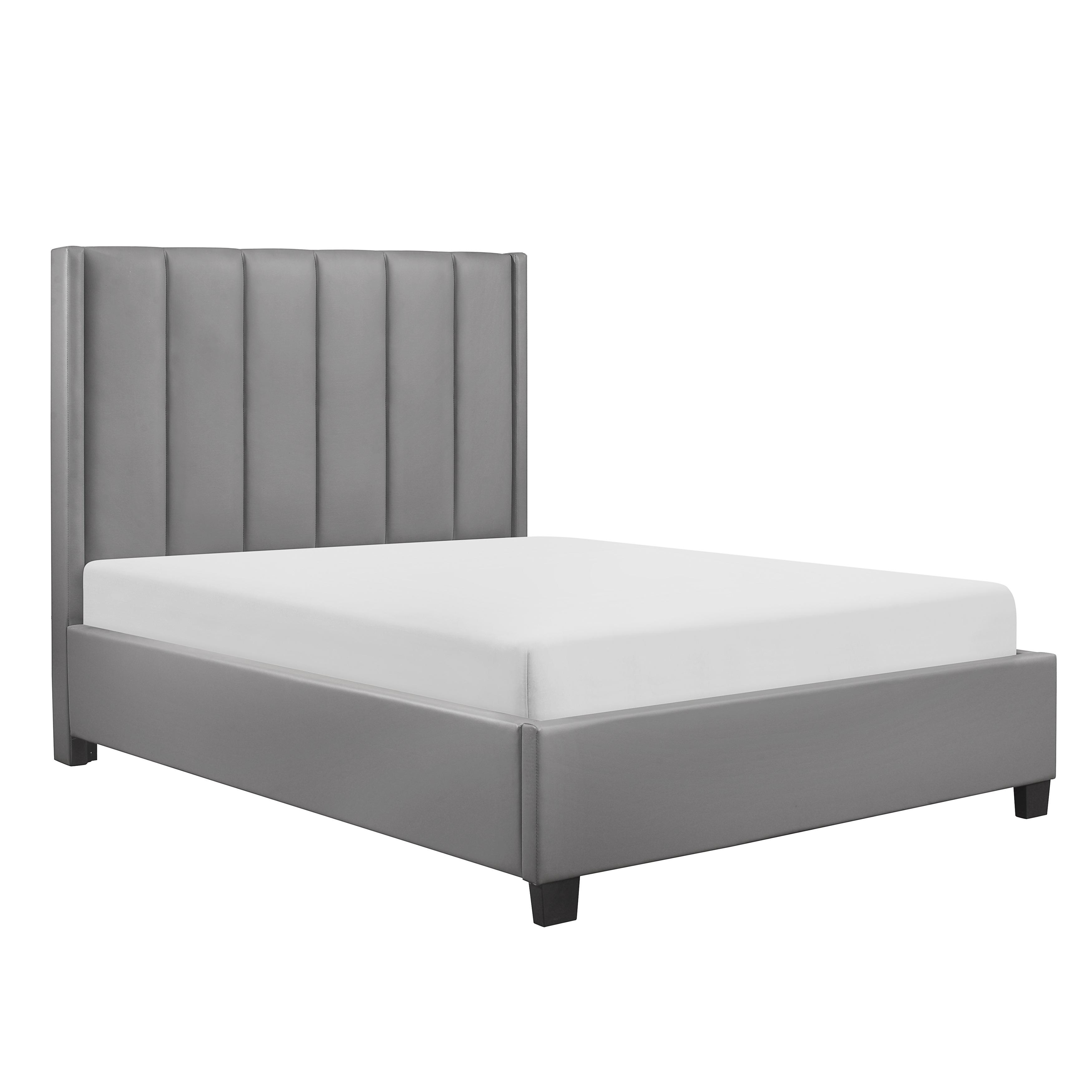 Modern Platform Bed 1570GYK-1EK* Anson 1570GYK-1EK* in Gray Faux Leather