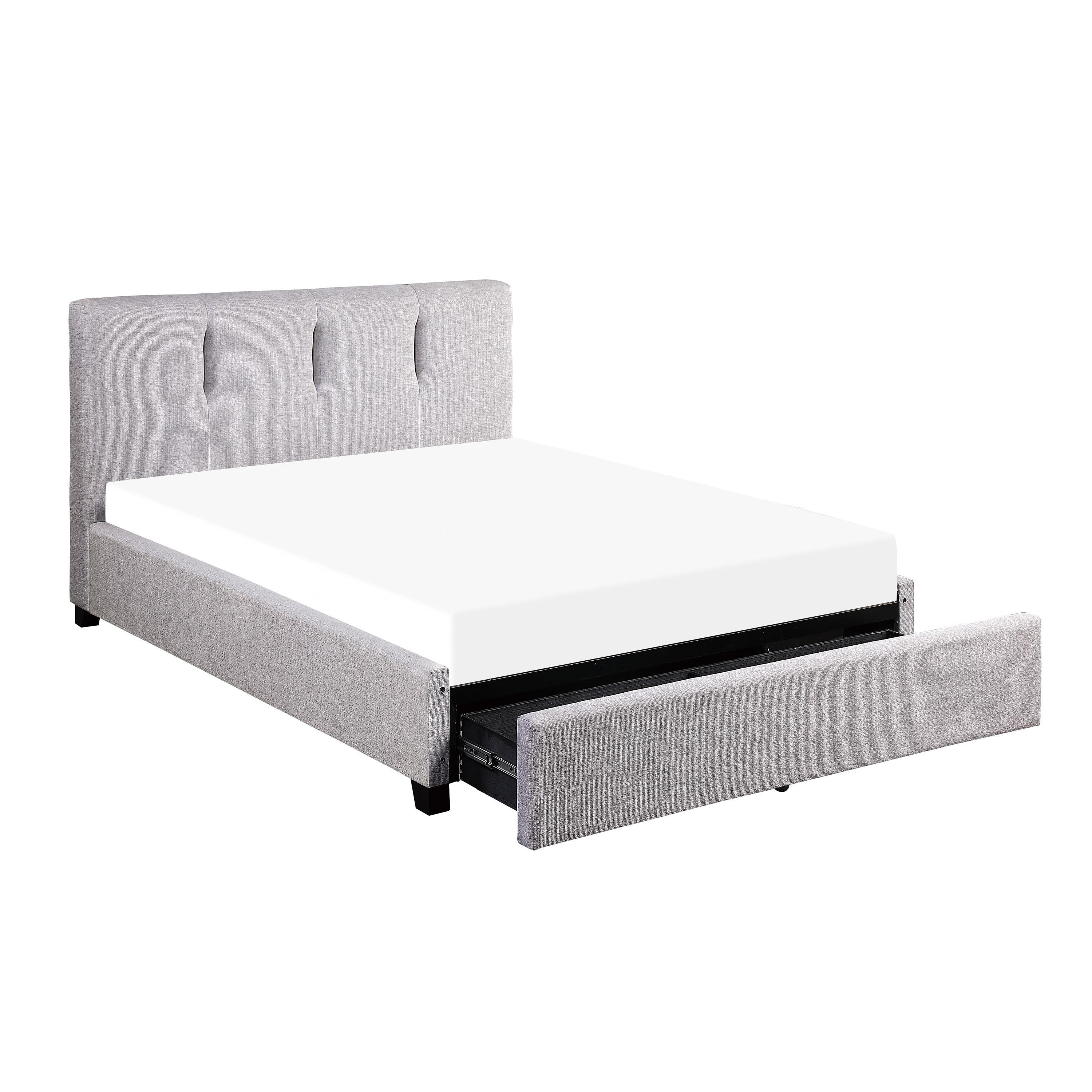 

    
Modern Gray Solid Wood King Platform Bed w/Storage Drawer Homelegance 1632K-1EKDW* Aitana
