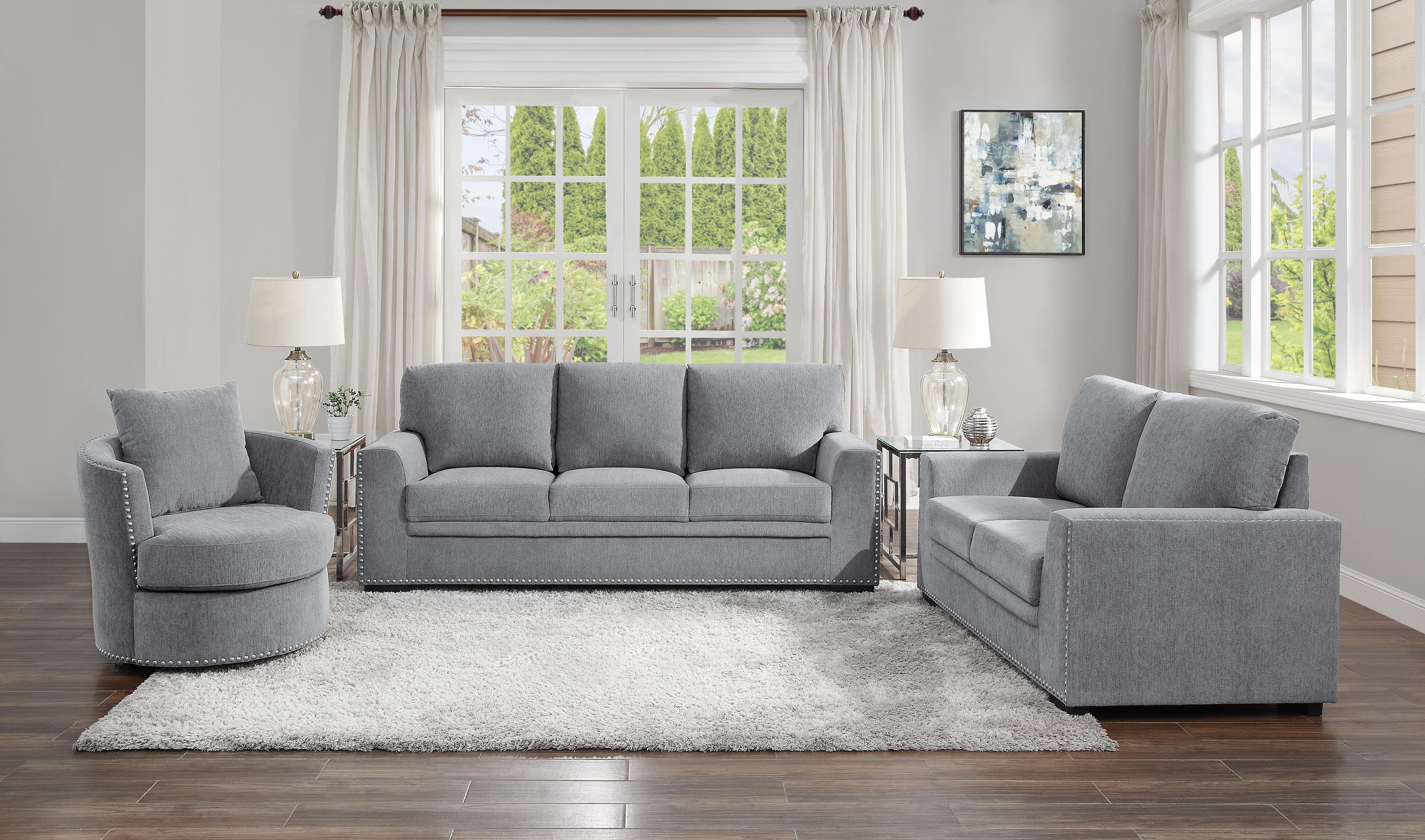 

    
Modern Gray Solid Wood Living Room Set 3pcs Homelegance 9468DG Morelia
