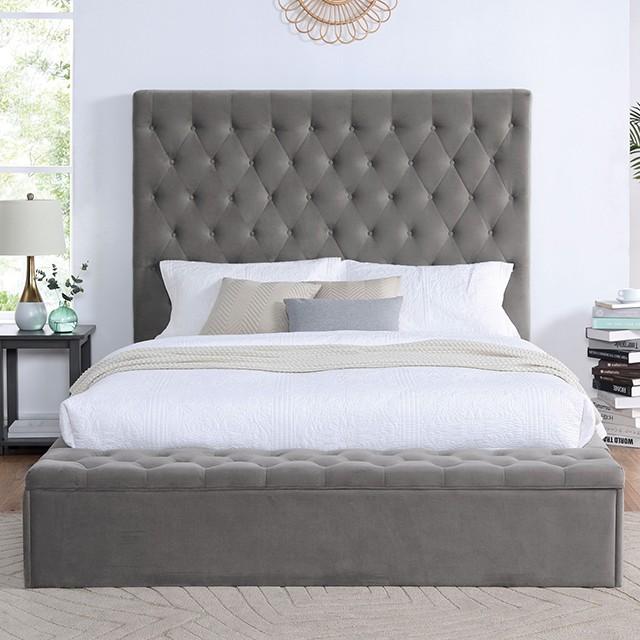 Transitional Platform Bed Athenelle Queen Platform Bed CM7229GY-Q CM7229GY-Q in Gray 