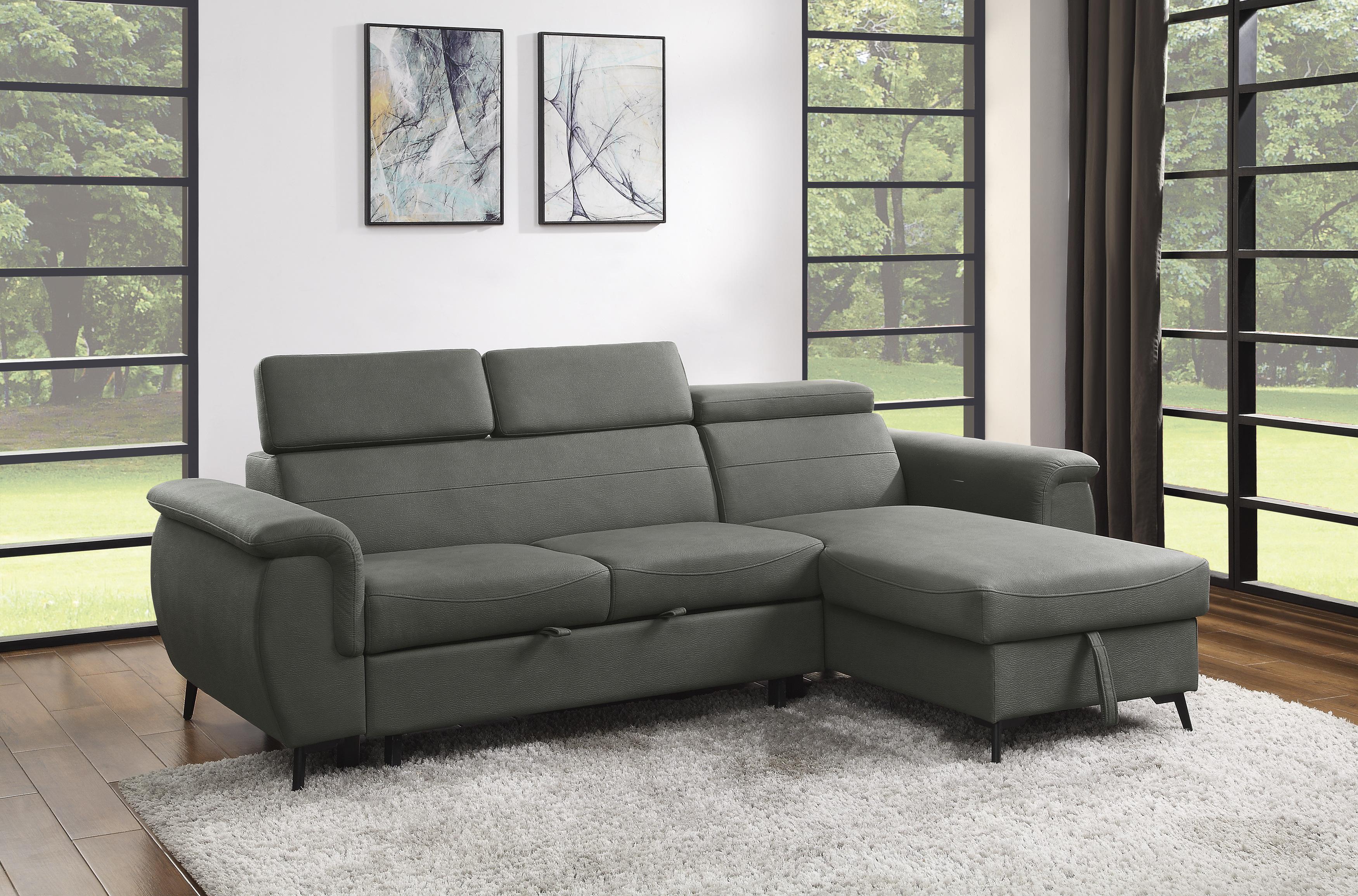 

    
 Photo  Modern Gray Solid Wood Reversible 2-Piece Sectional Homelegance 9403GY*SC Cadence
