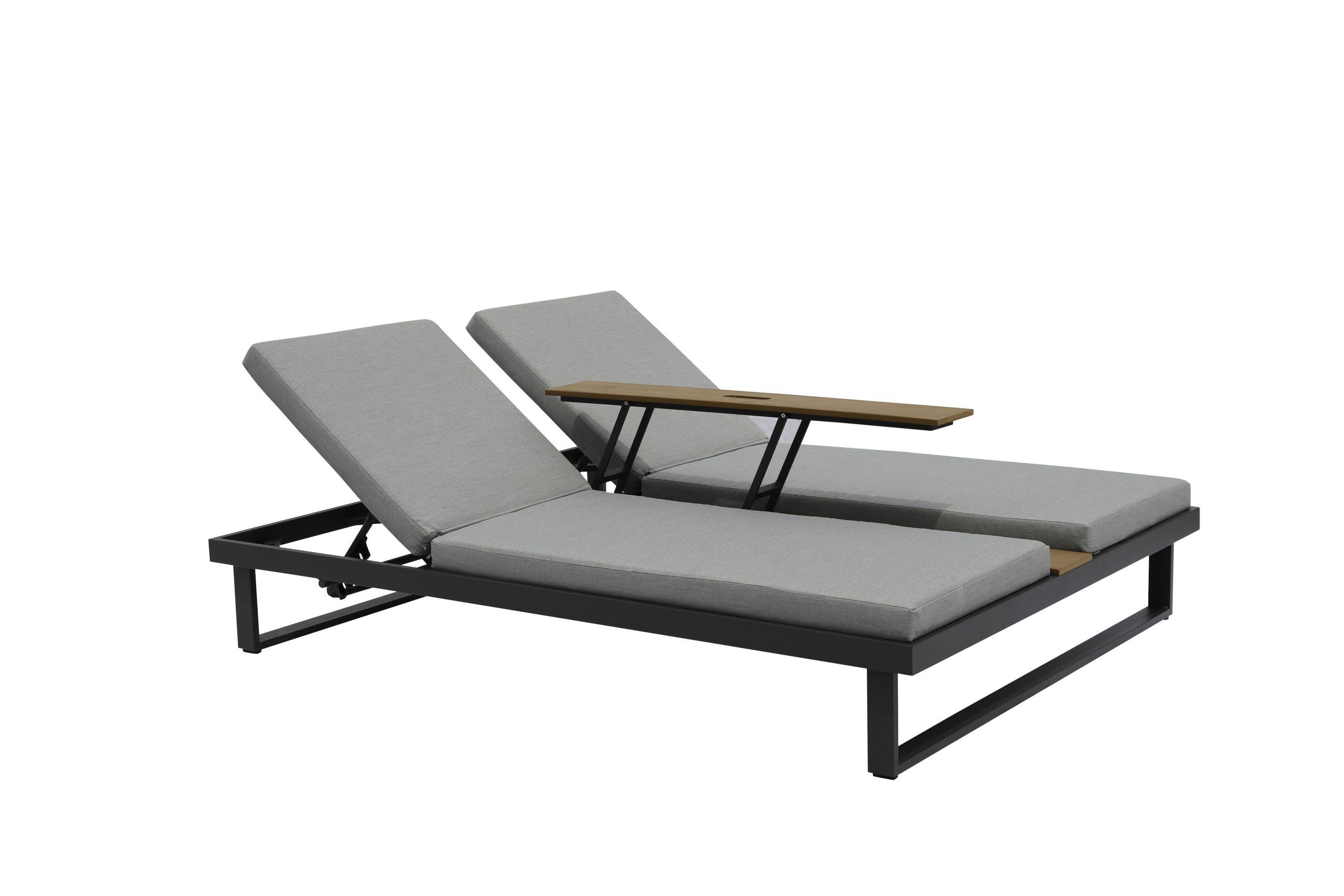Modern Double Lounge Chair CL1572-GRY Sandy CL1572-GRY in Gray Fabric