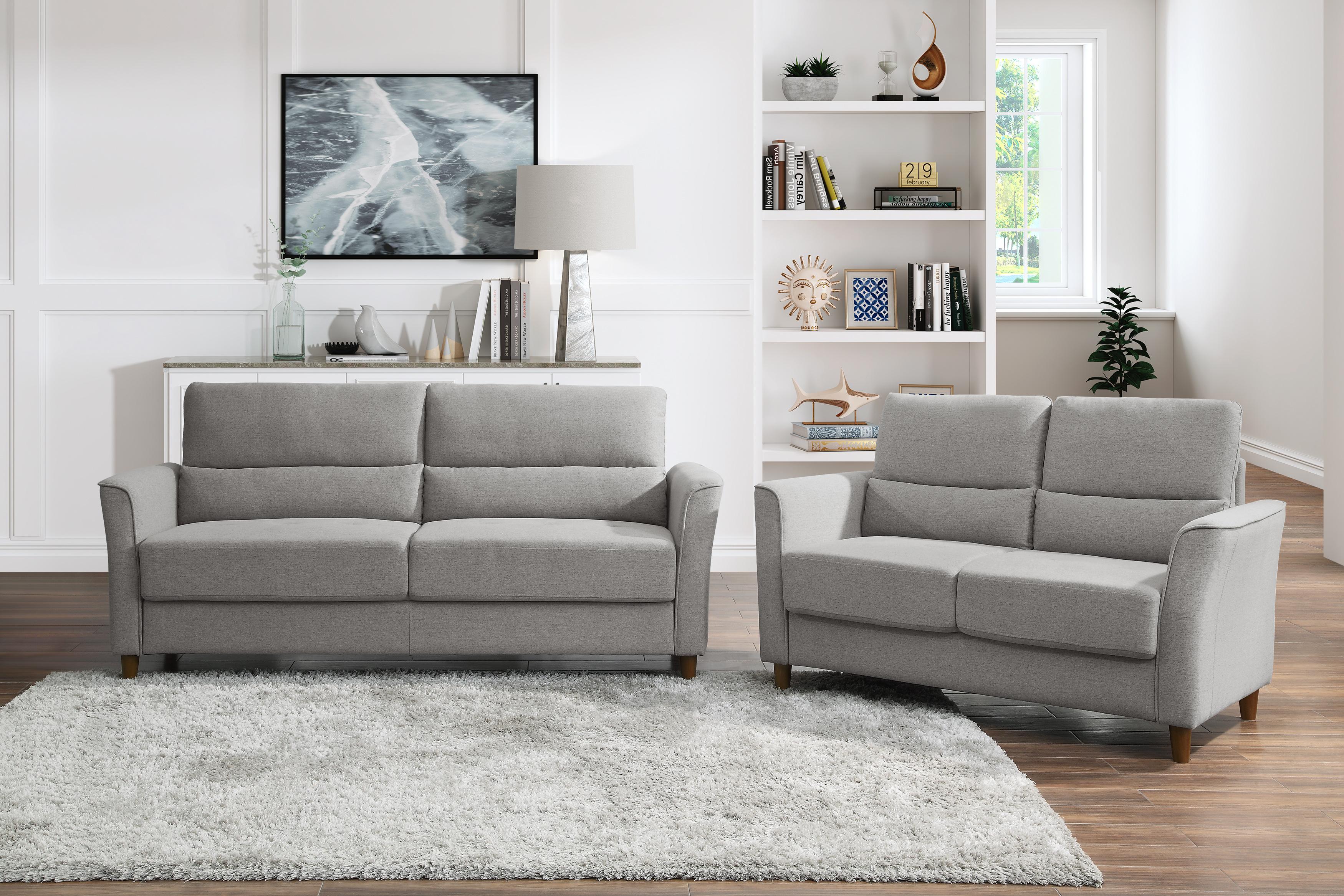

    
Modern Gray Textured Living Room Set 2pcs Homelegance 9346GY Hinshaw
