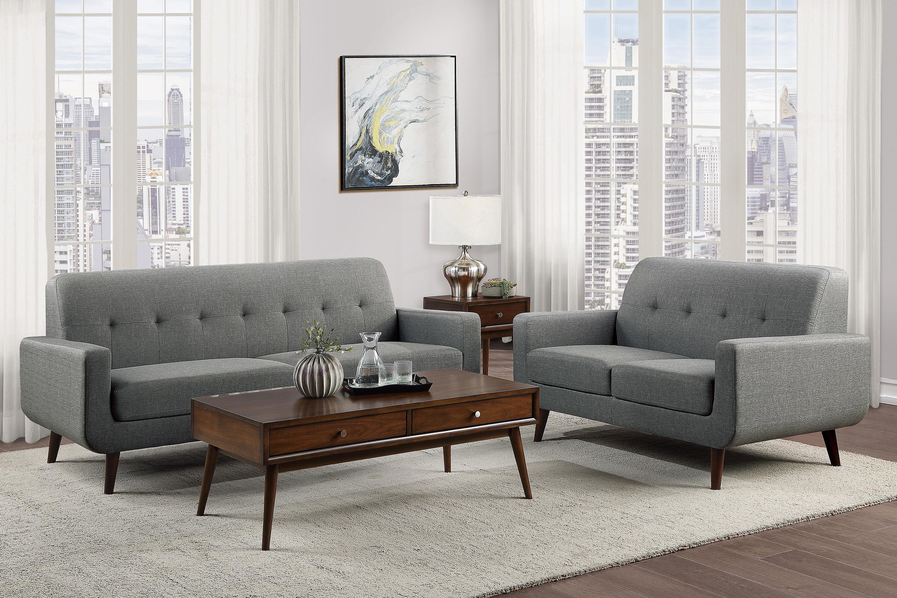 Modern Living Room Set 9433GY-2PC Fitch 9433GY-2PC in Gray 