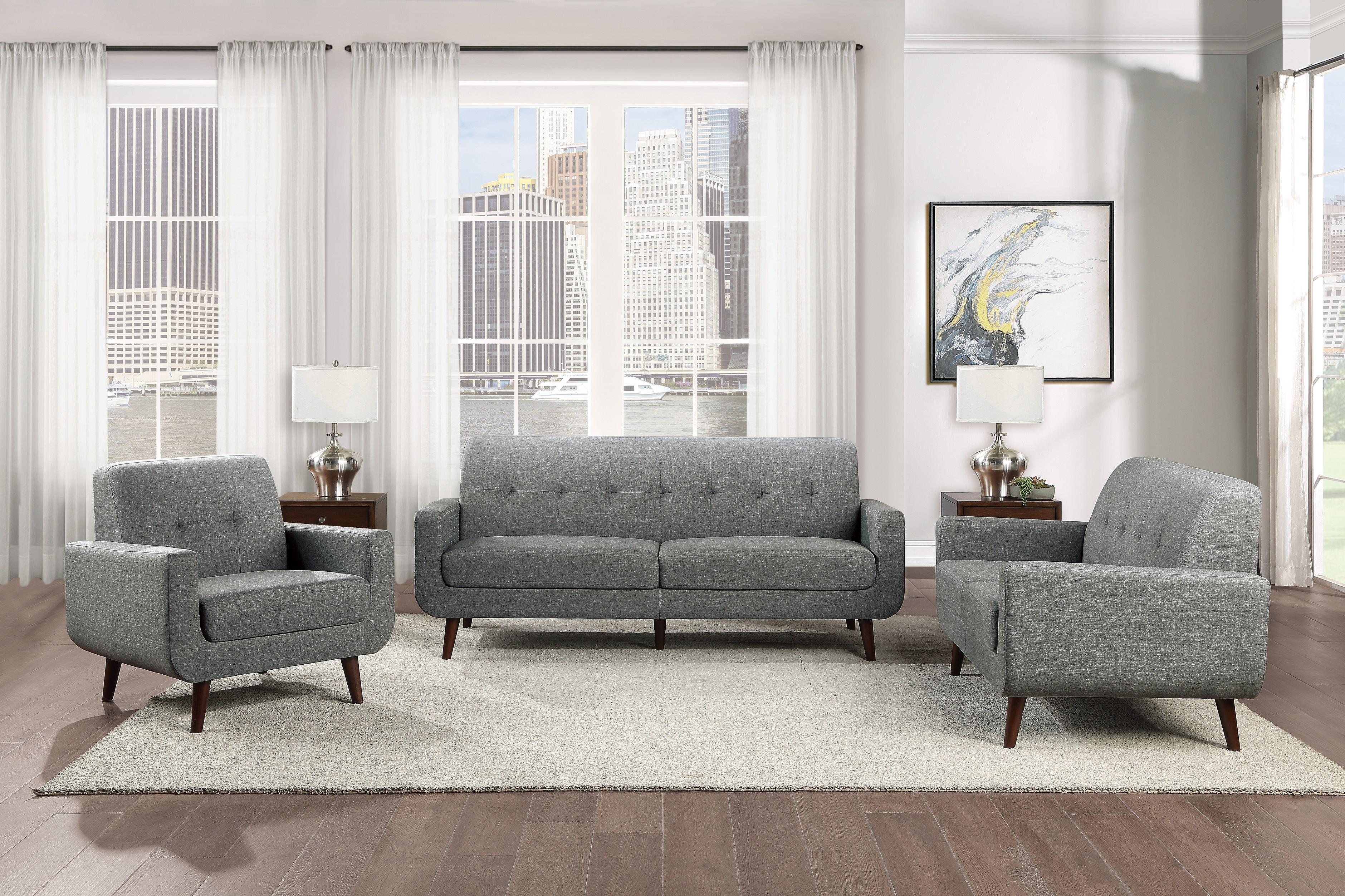 

    
Modern Gray Textured Living Room Set 3pcs Homelegance 9433GY Fitch
