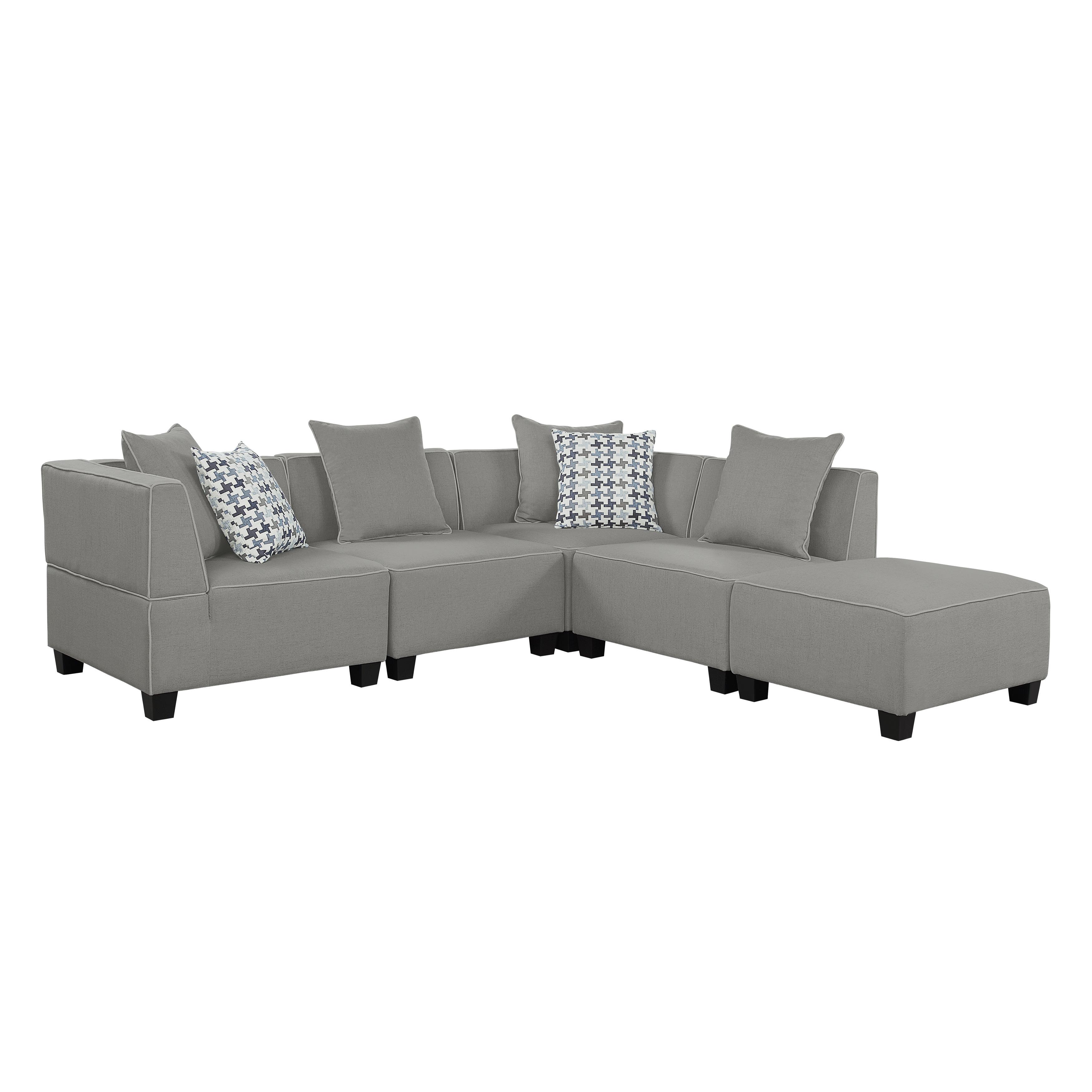 

    
Modern Gray Textured 5-Piece Modular Sectional w/Swivel Chair Homelegance 9357GY*6OT Jayne
