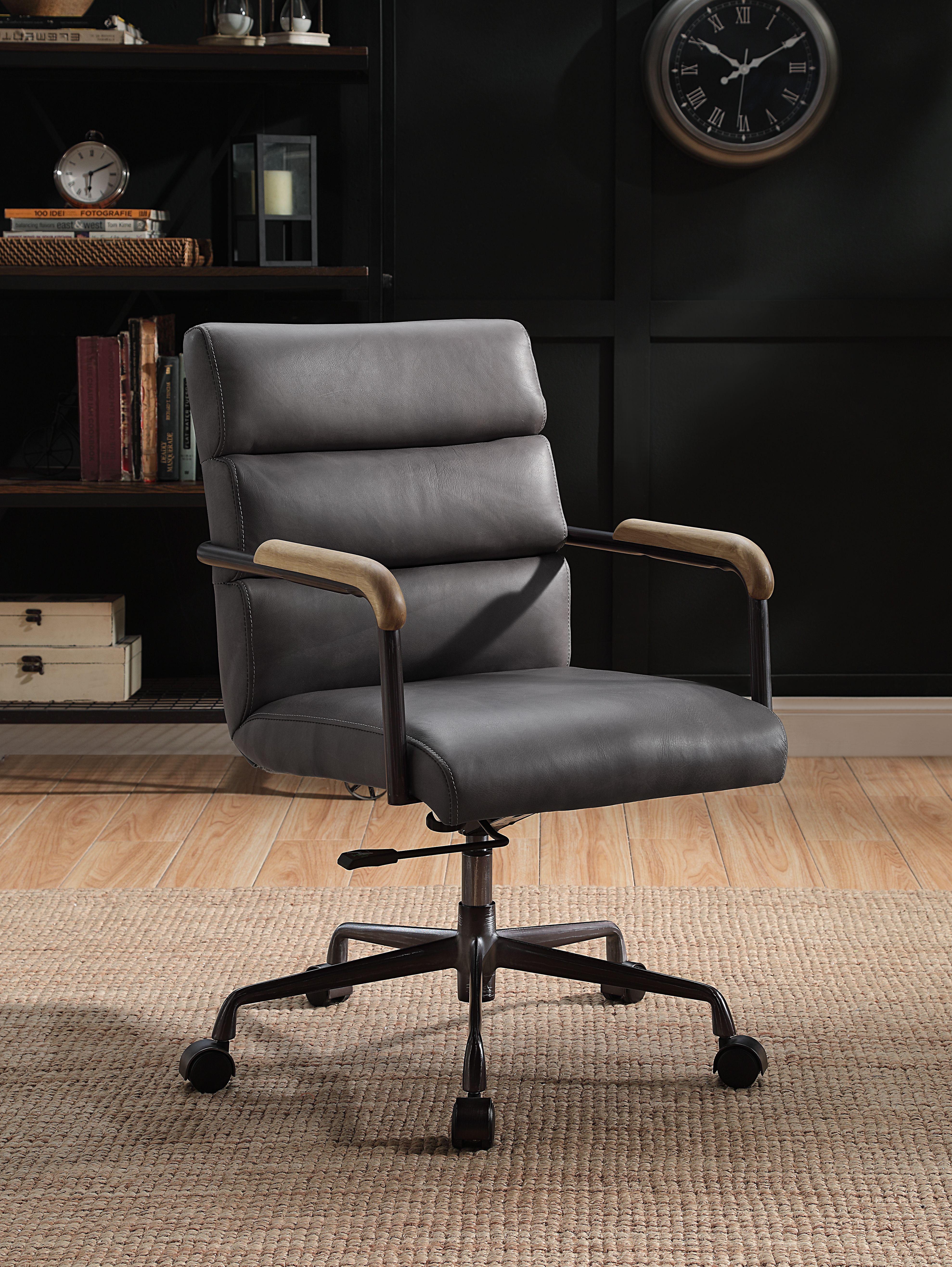 

    
 Order  Modern Gray Top Grain Leather Office Chair by Acme Halcyon 93242
