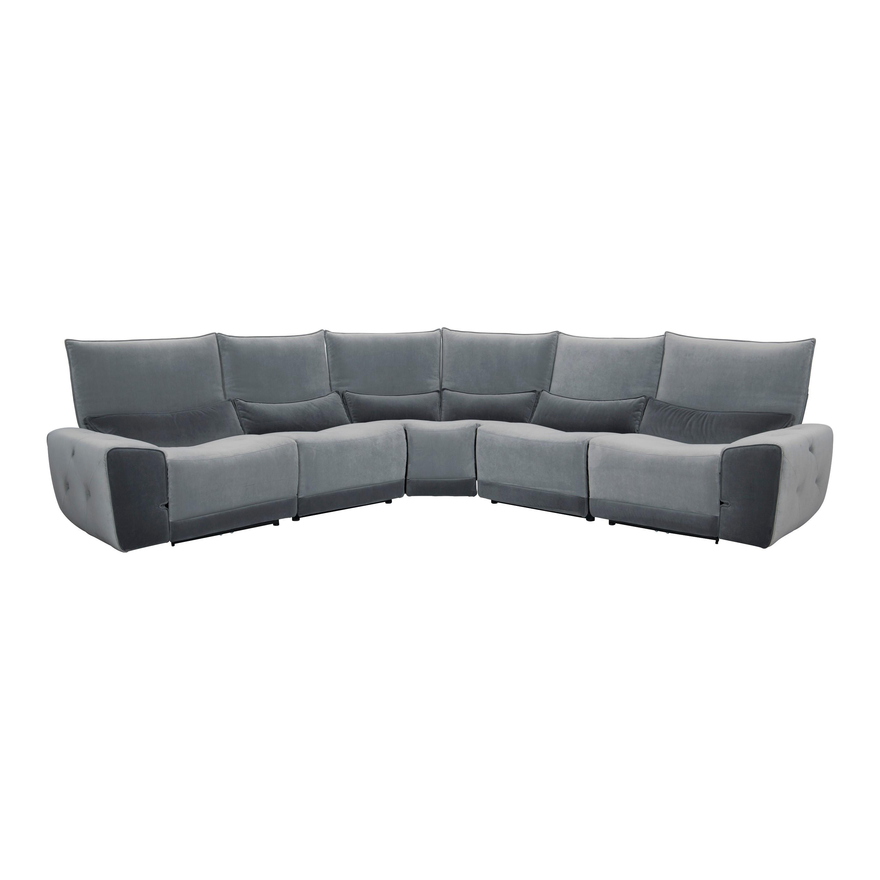 Modern Power Reclining Sectional 9459GY*5SCPW Helix 9459GY*5SCPW in Gray Velvet