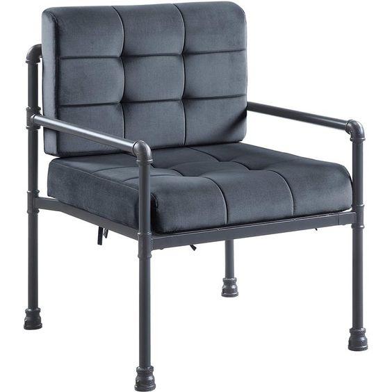 Modern Chair Brantley LV00429 in Gray Velvet