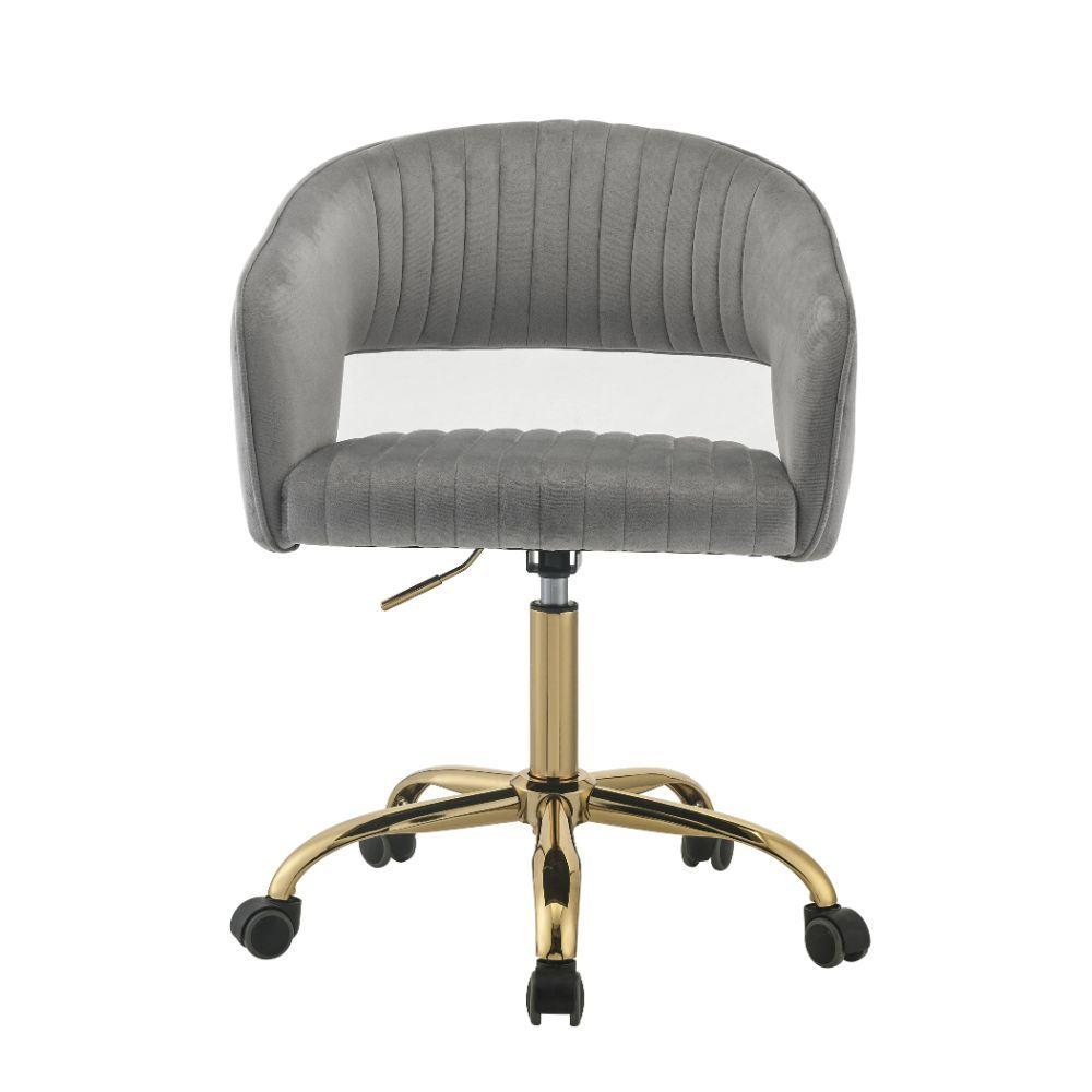 

    
Modern Gray Velvet & Gold Office Chair by Acme Hopi 92940
