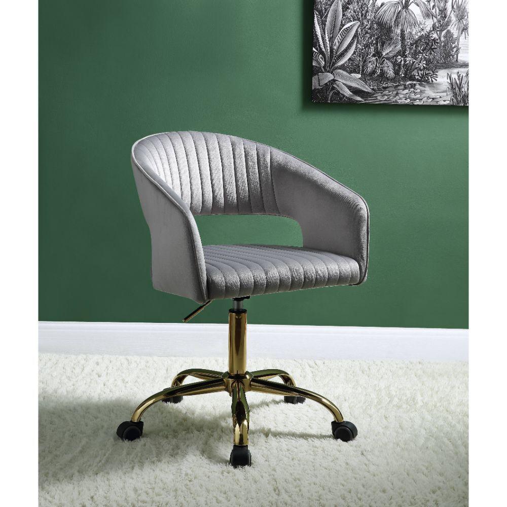 

    
Modern Gray Velvet & Gold Office Chair by Acme Hopi 92940
