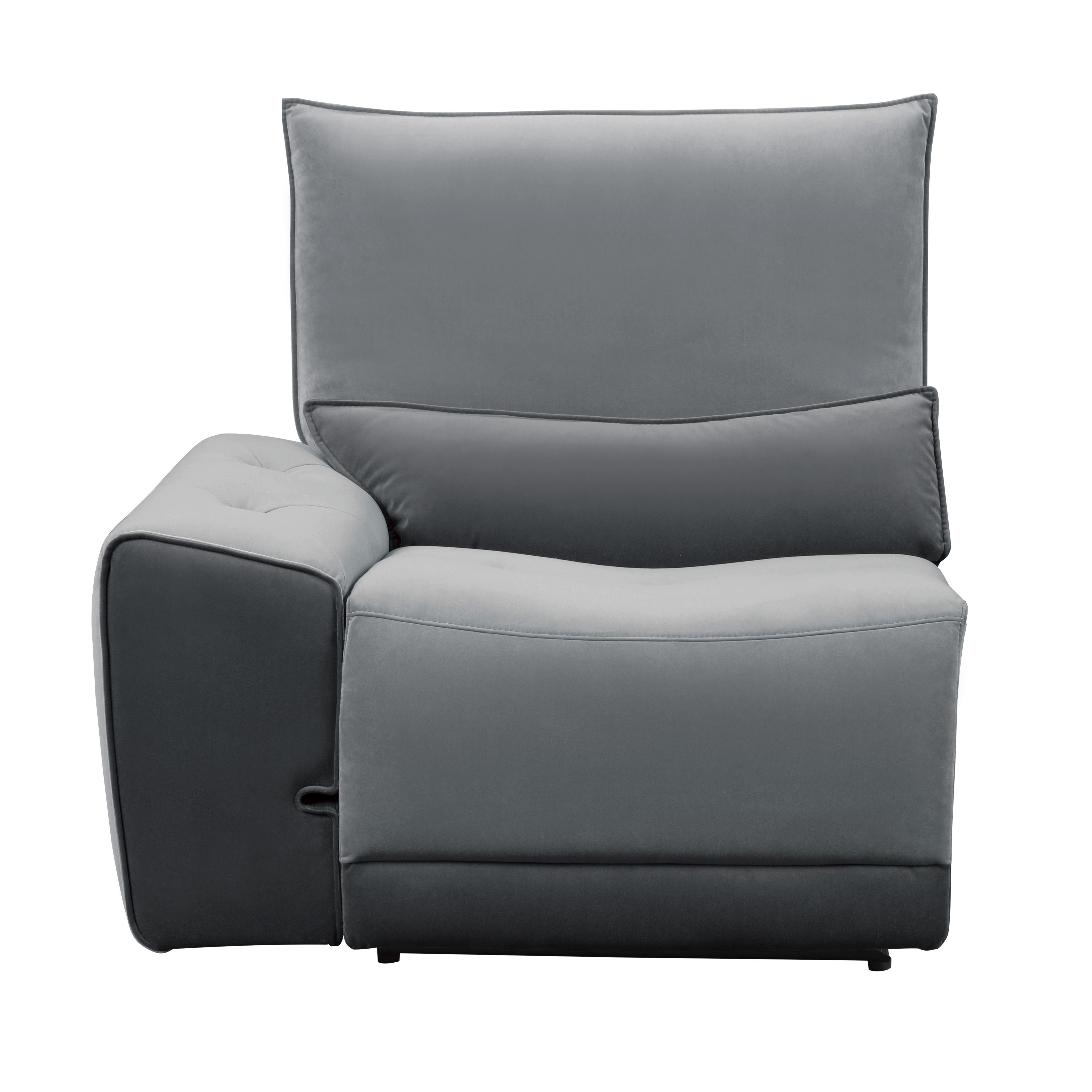 Modern Power Reclining Chair 9459GY-LRPW Helix 9459GY-LRPW in Gray Velvet