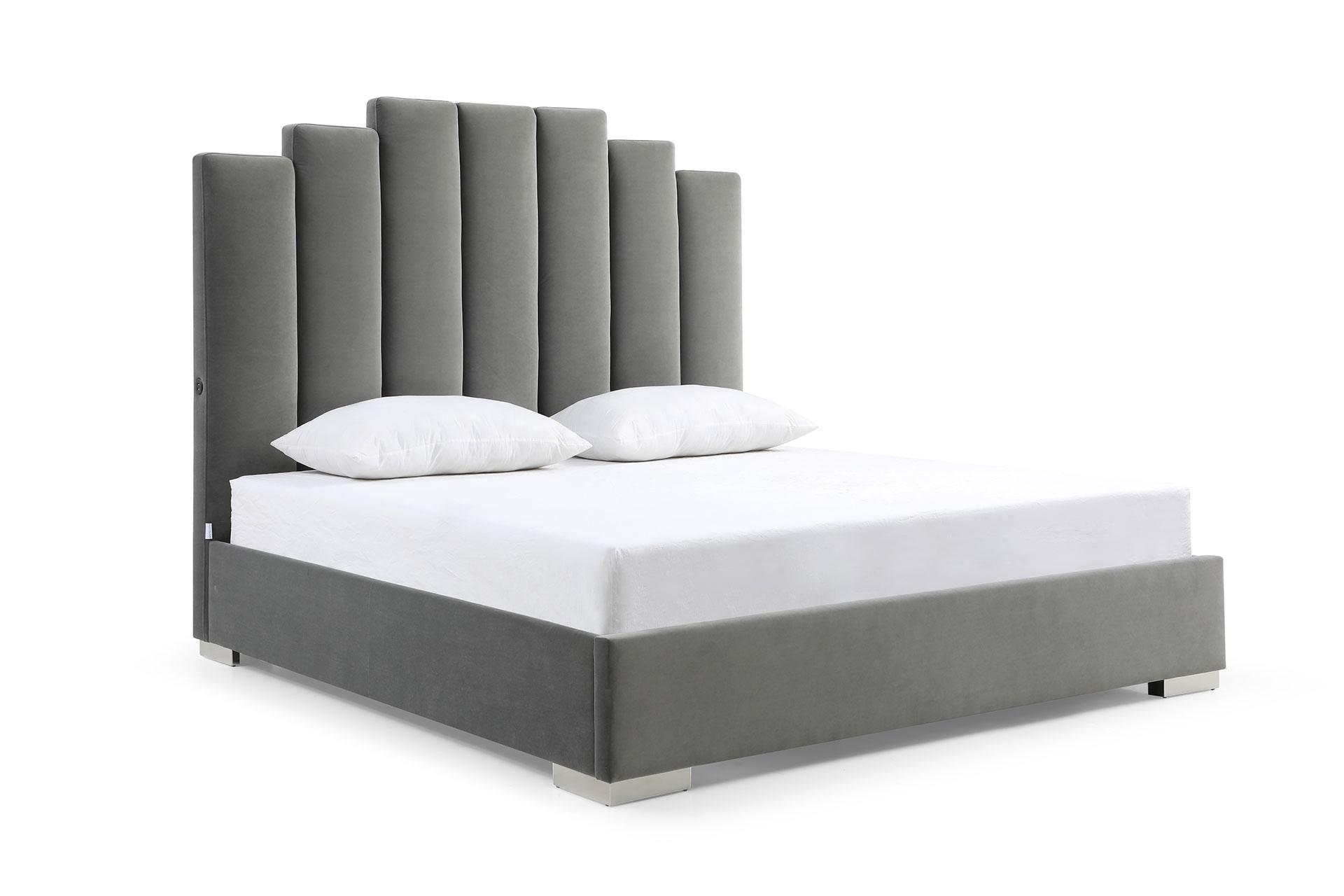 

    
Modern Gray Velvet Queen Bed WhiteLine BQ1688F-GRY Jordan
