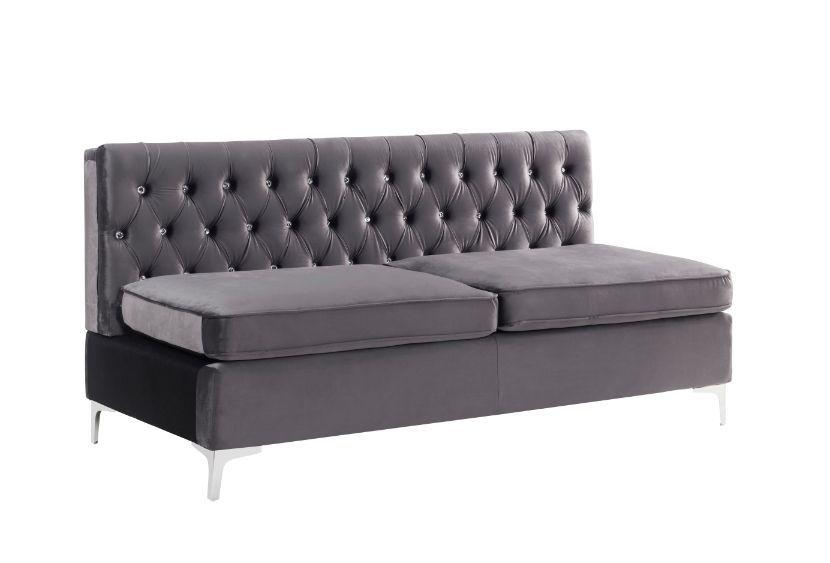 

    
Modern Gray Velvet U-shaped Sectional Sofa by Acme Jaszira 57372-4pcs

