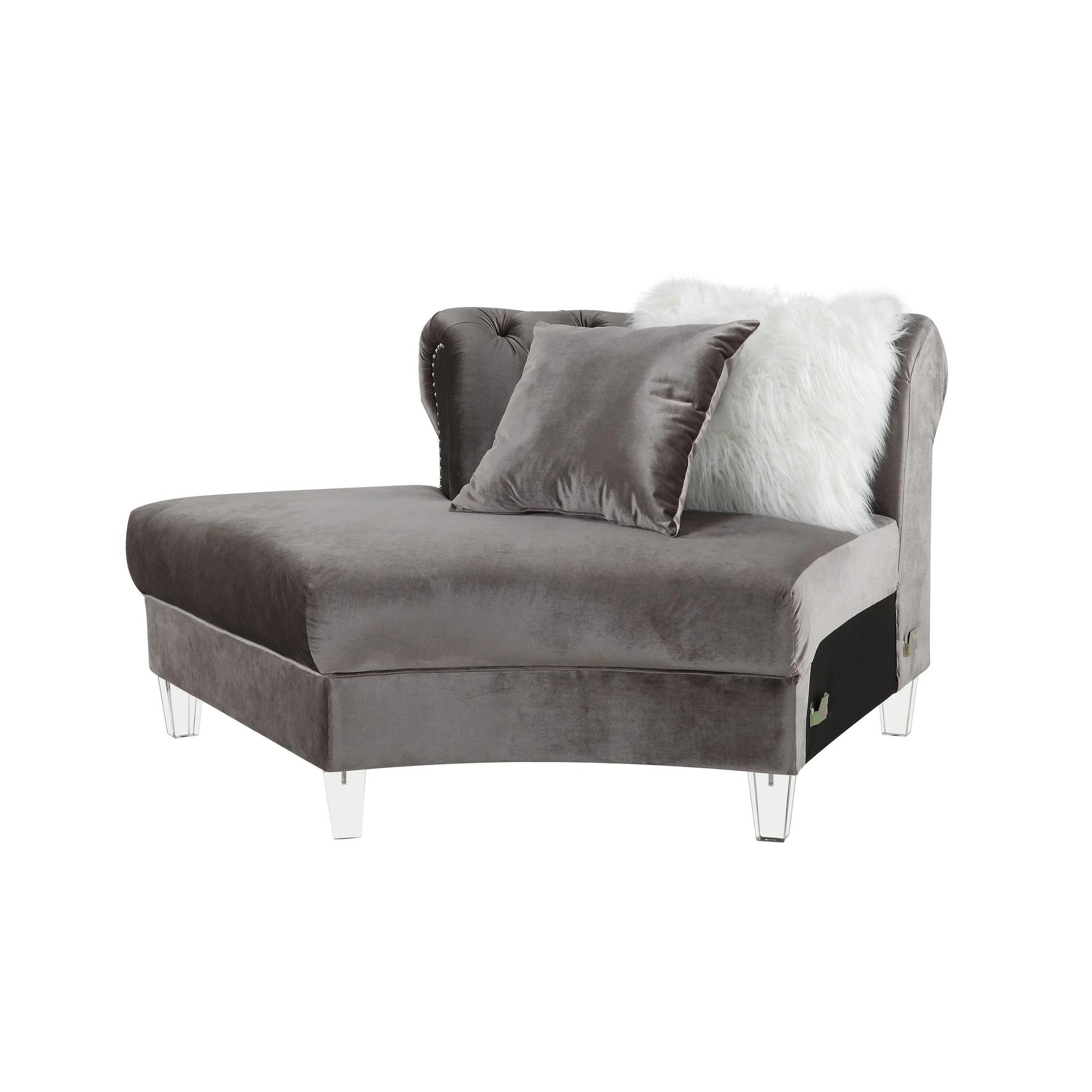 

    
Modern Gray Velvet Sectional Sofa by Acme Ninagold 57355-4pcs

