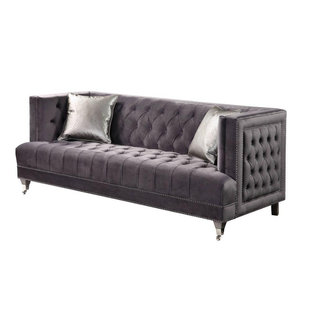 

    
Modern Gray Velvet Sofa by Acme Hegio 55265
