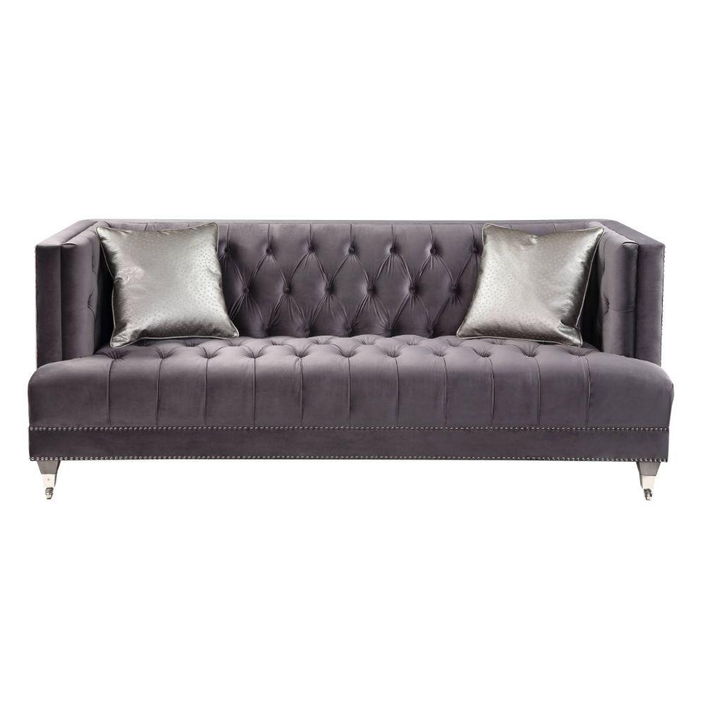 

    
Modern Gray Velvet Sofa by Acme Hegio 55265
