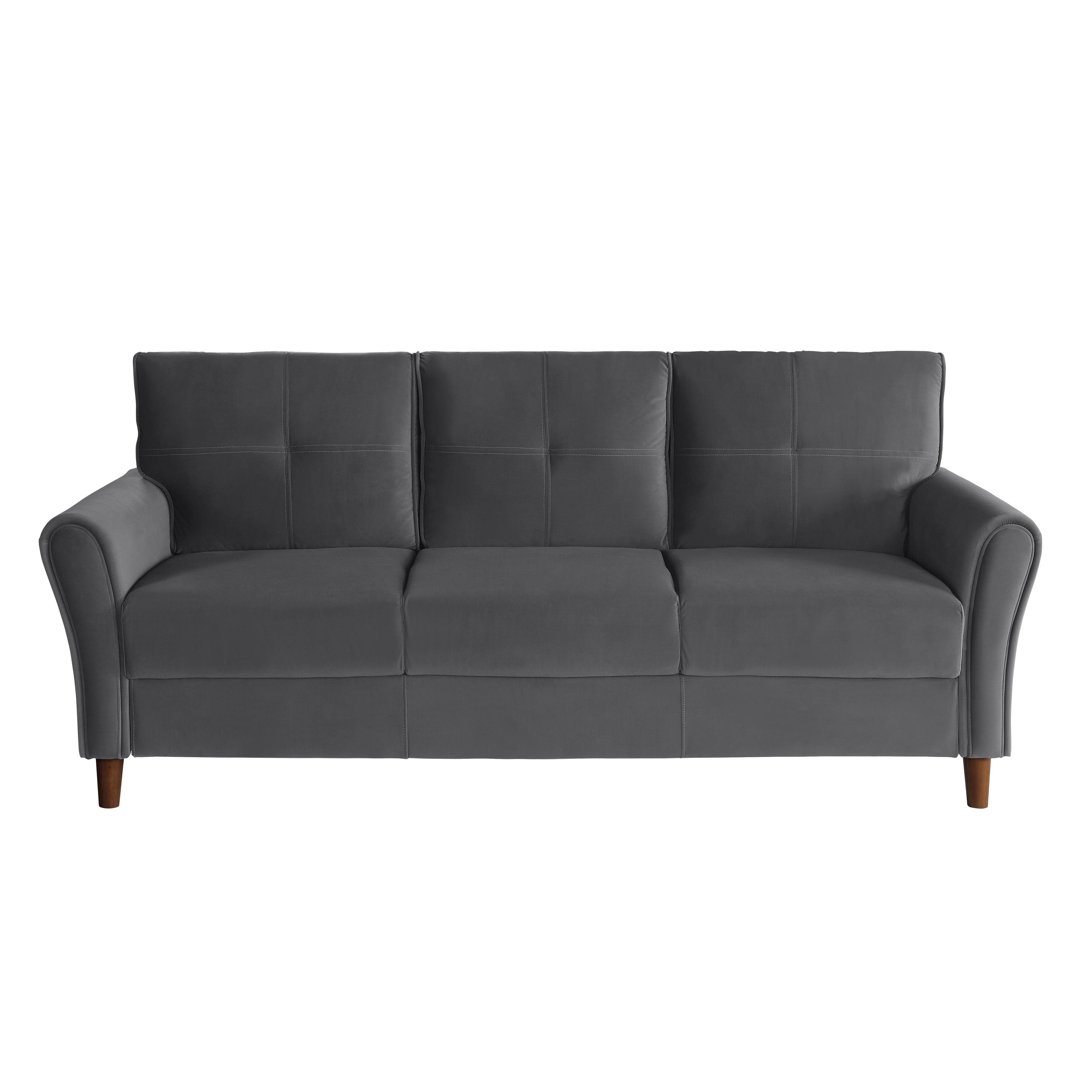 Modern Sofa 9348GRY-3 Dunleith 9348GRY-3 in Gray Velvet