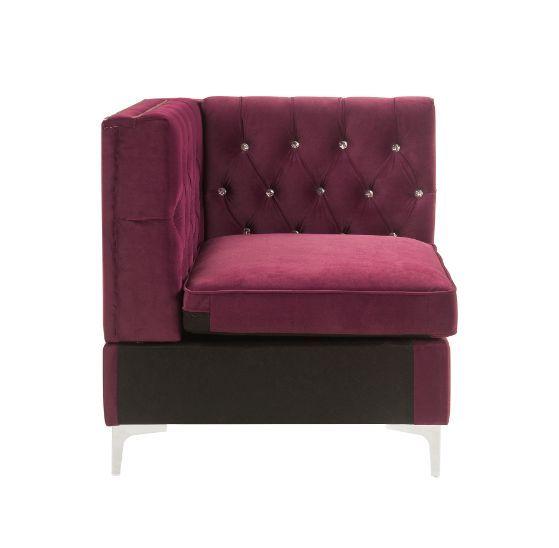 

    
 Shop  Modern Gray Velvet Sectional Sofa + Ottoman by Acme Jaszira 57332-5pcs
