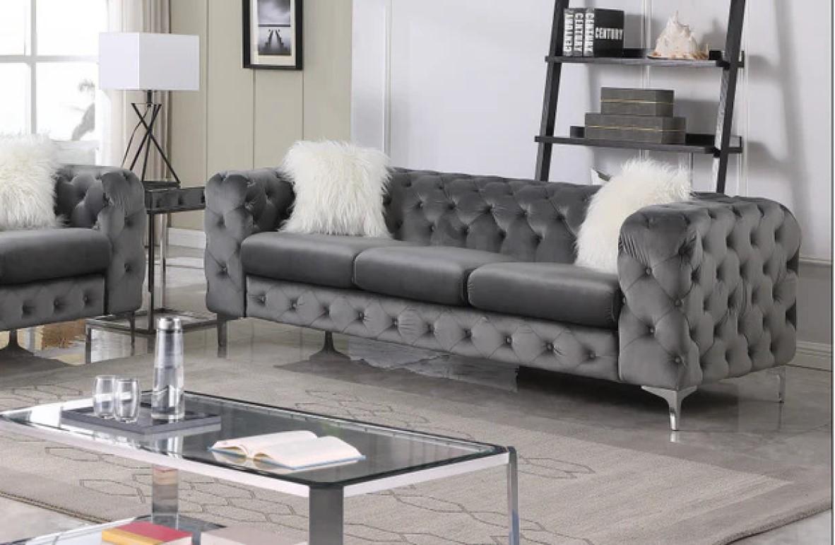 

    
Modern Gray Velvet Sofa McFerran SF1819 SF1819-S
