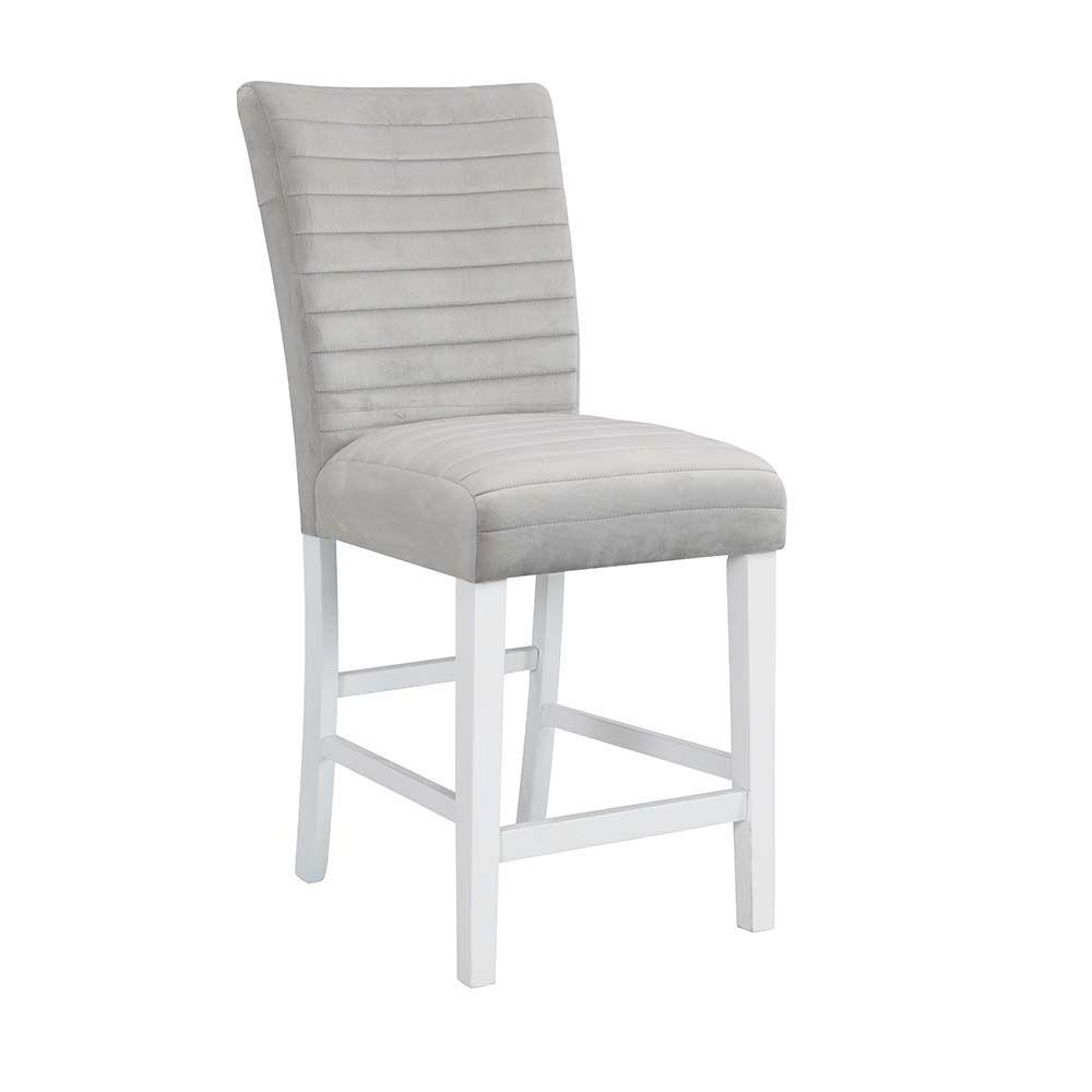 Modern Counter Chair Set Elizaveta DN00818-2pcs in White, Gray Velvet