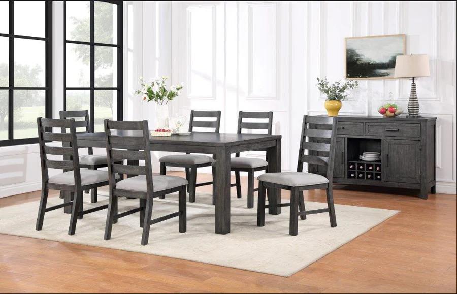

    
Modern Gray Finish Wood Rectangle Dining Room Set 5Pcs McFerran D5800
