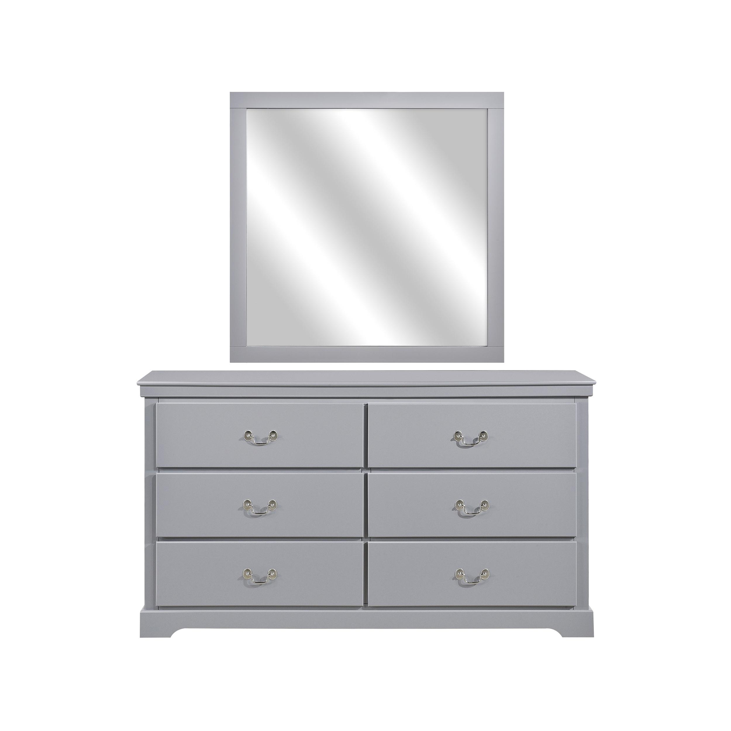 Modern Dresser w/Mirror 1519GY-5*6-2PC Seabright 1519GY-5*6-2PC in Gray 