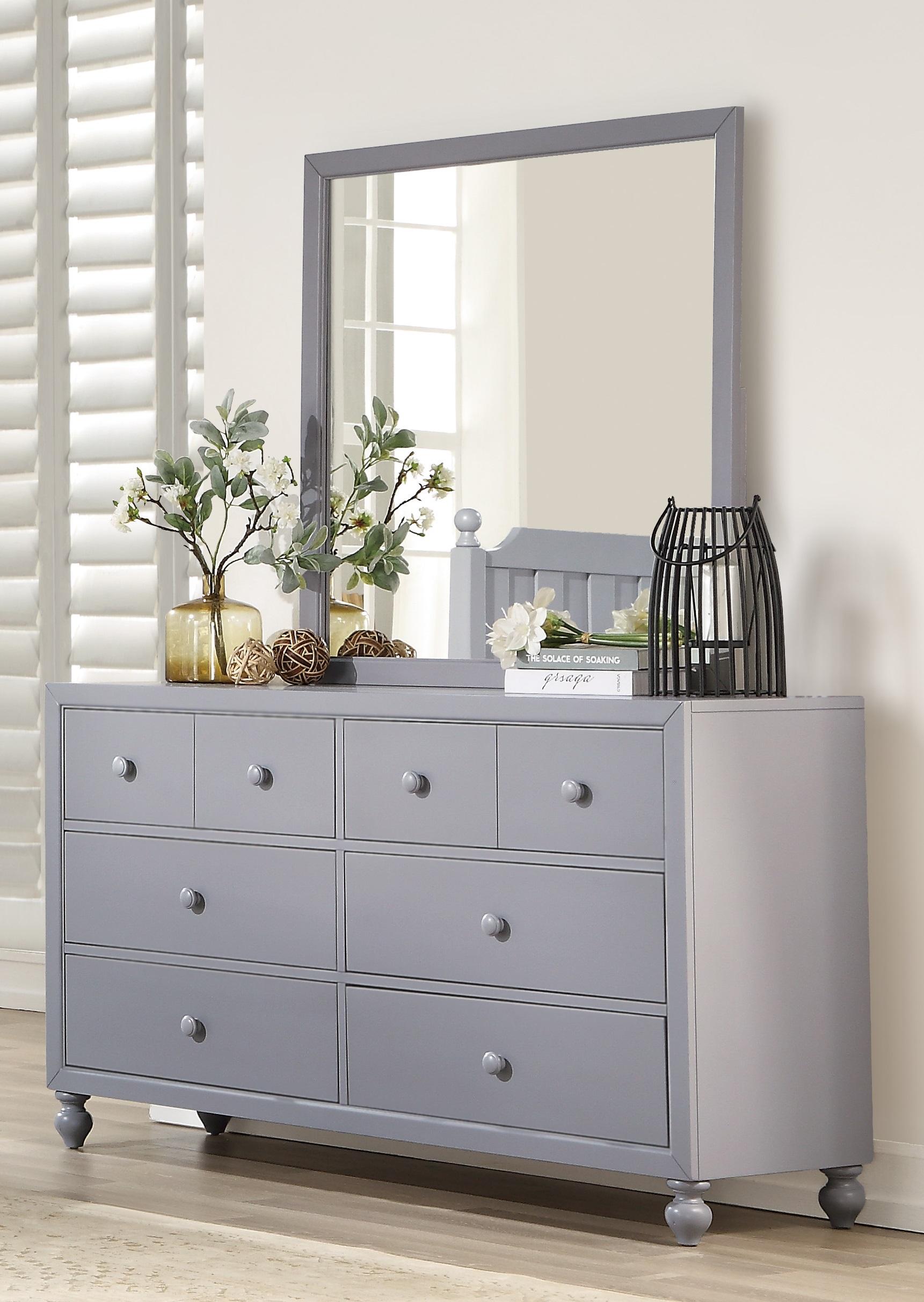 

    
Modern Gray Wood Dresser w/Mirror Homelegance 1803GY-5*6 Wellsummer
