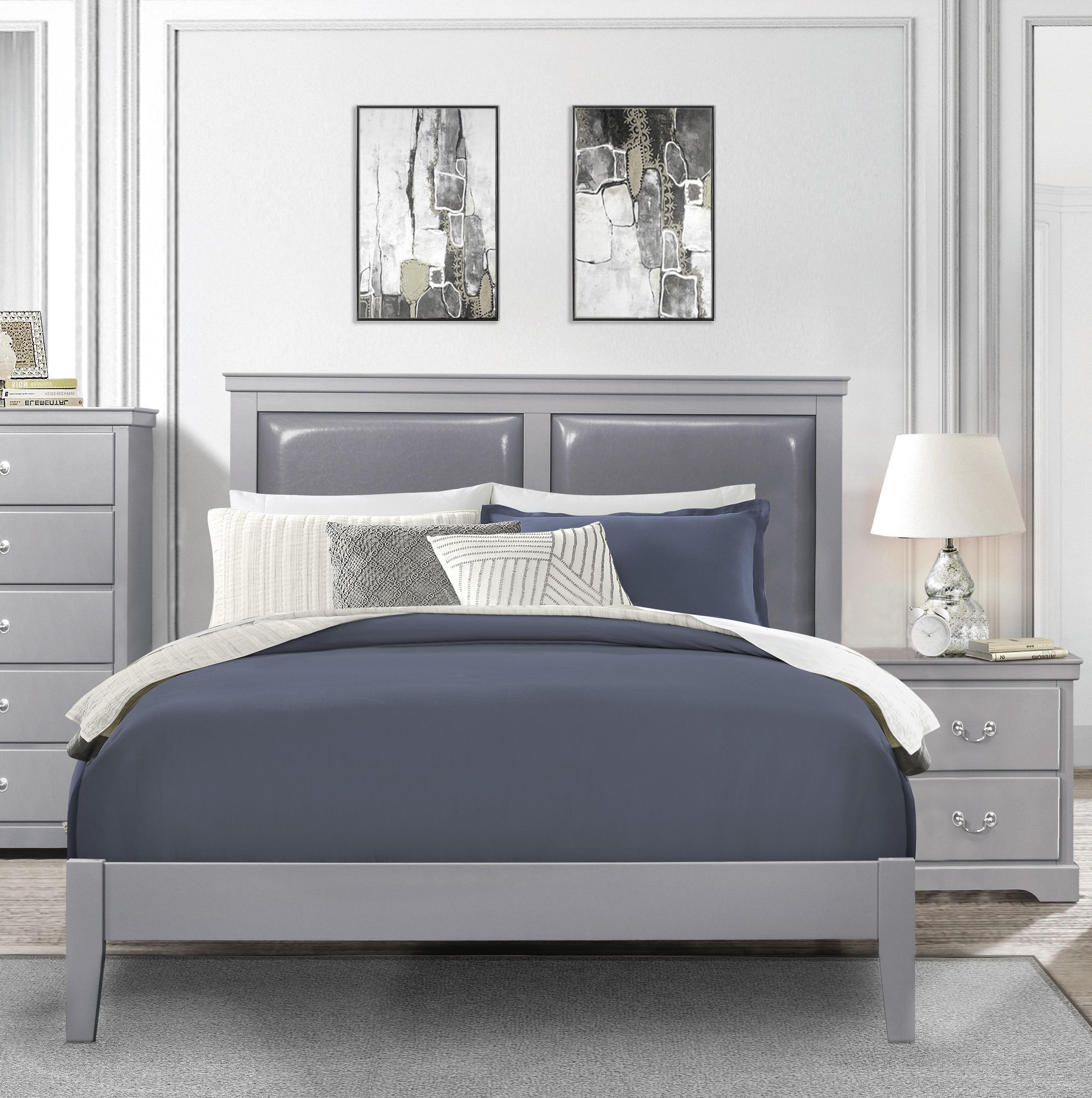 Modern Bedroom Set 1519GYF-1-3PC Seabright 1519GYF-1-3PC in Gray Faux Leather