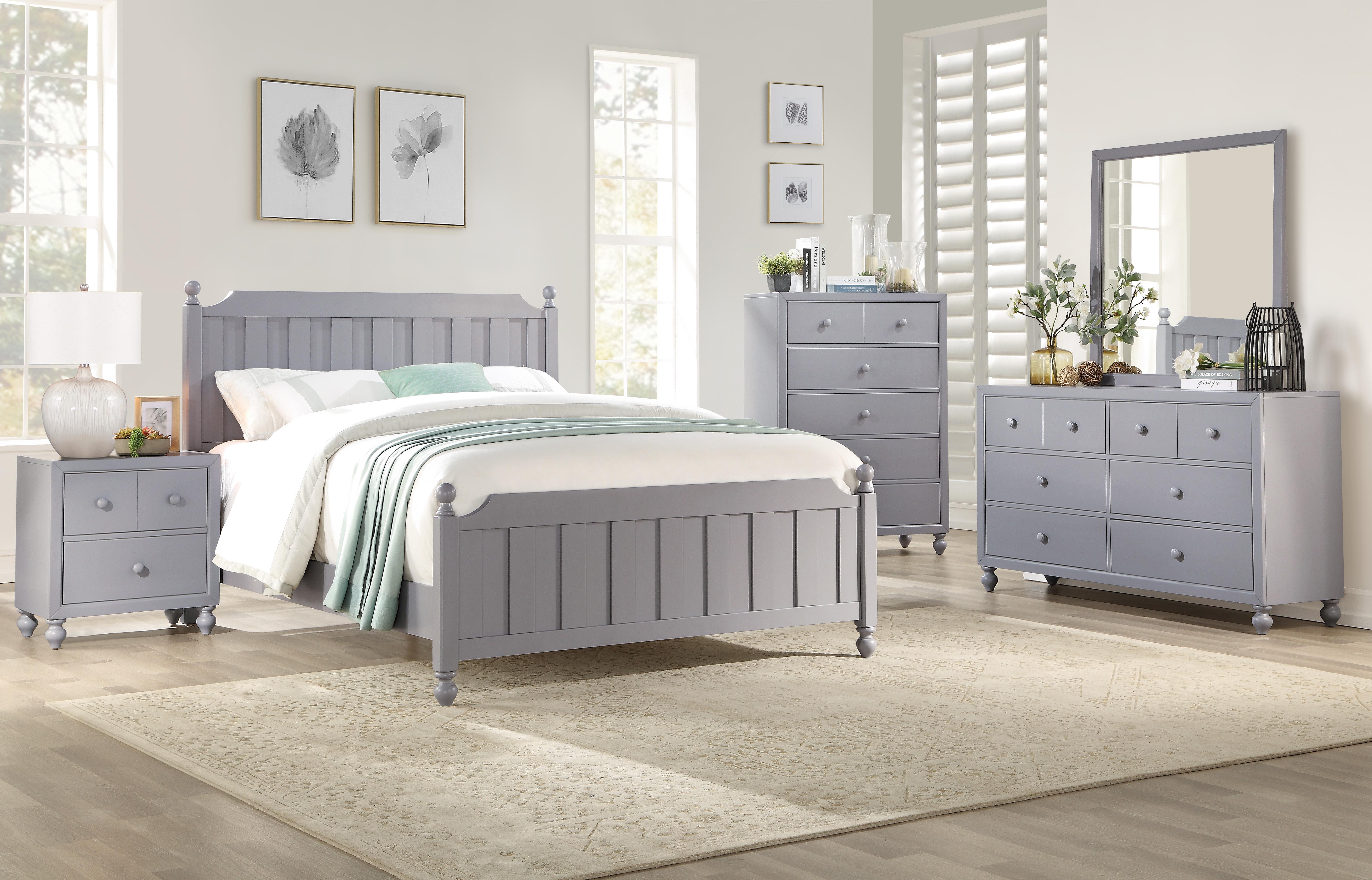 Modern Bedroom Set 1803GY-1-5PC Wellsummer 1803GY-1-5PC in Gray 