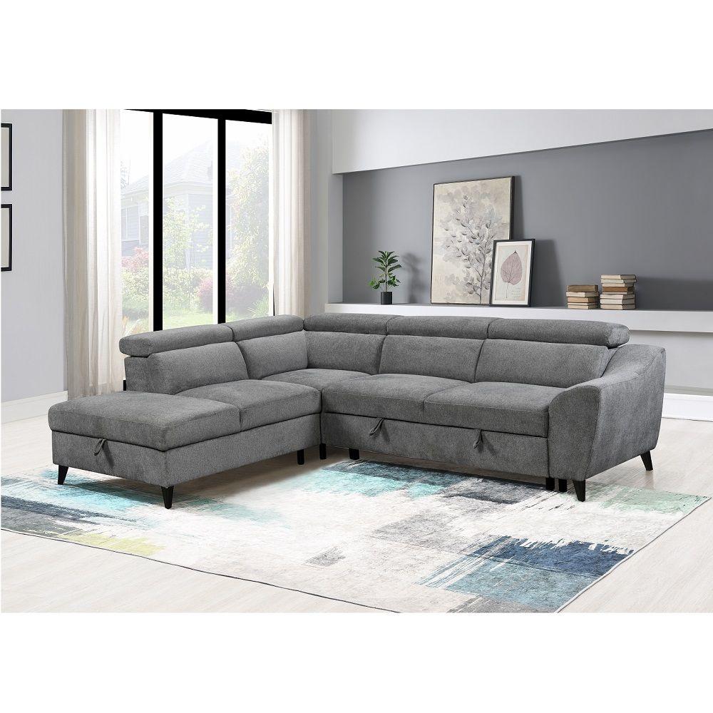 Contemporary Sectional Sofa Wrenley Sectional Sofa LV03160 LV03160 in Gray Chenille