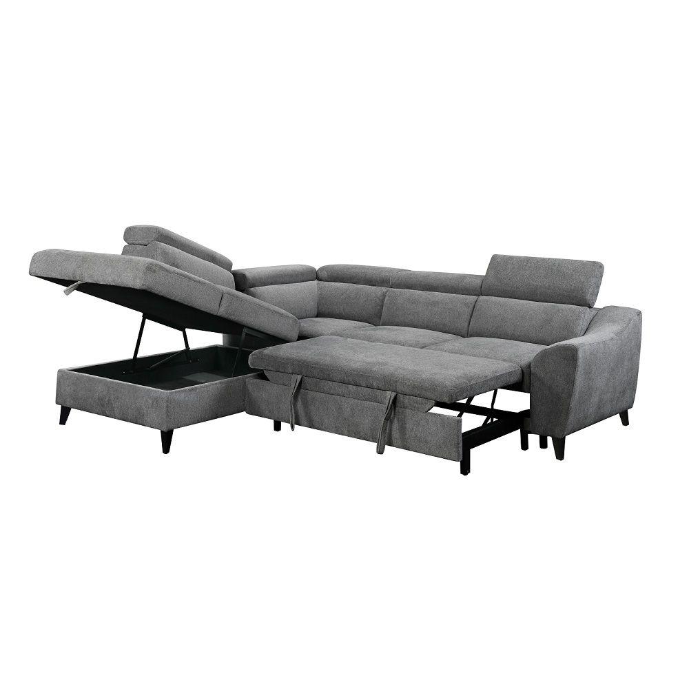 

    
Contemporary Gray Wood Sectional Sofa Acme Wrenley LV03160
