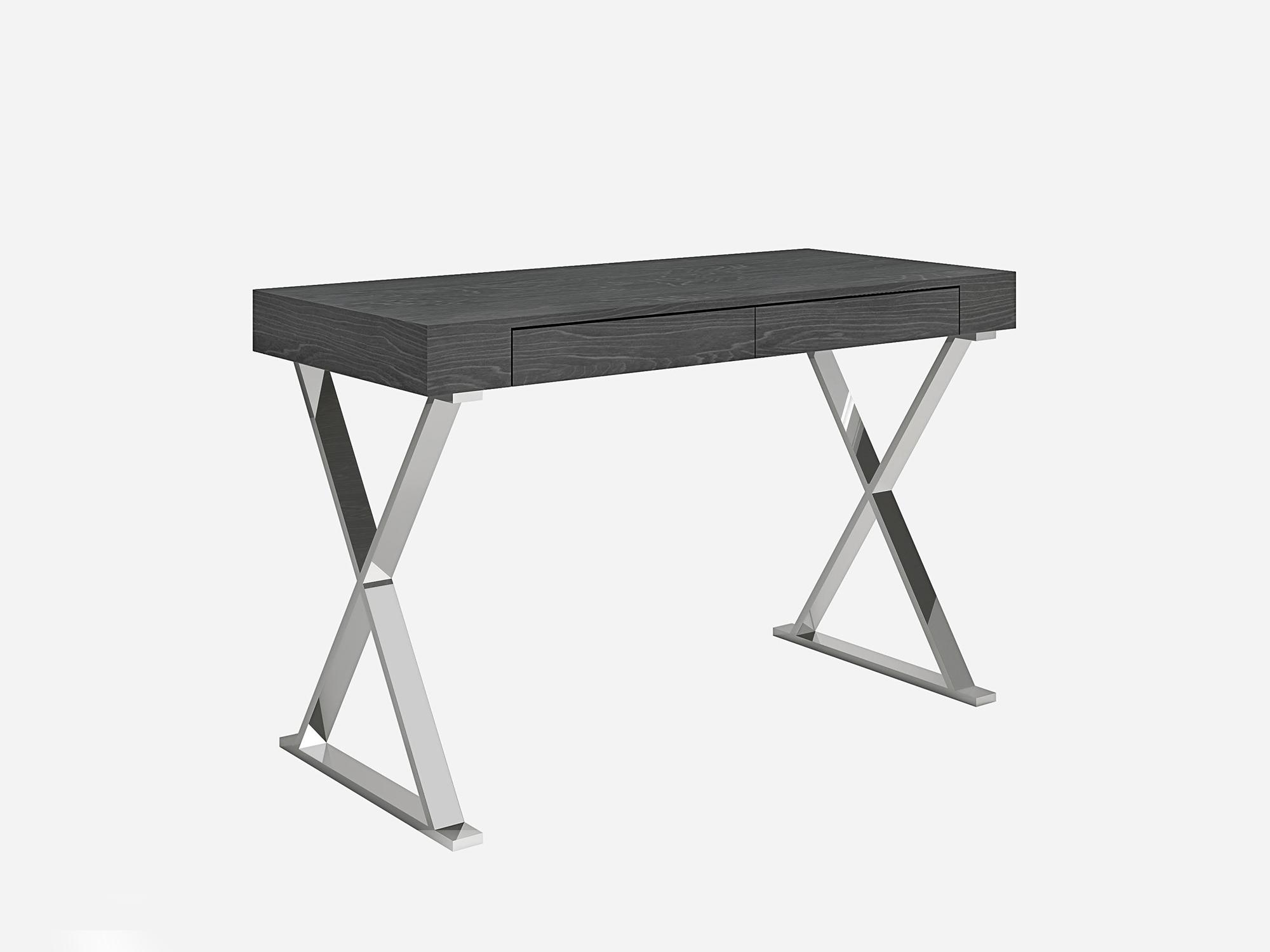 

    
Modern High Gloss Gray Wood & Stainless Steel Desk WhiteLine DK1205L-GRY Elm
