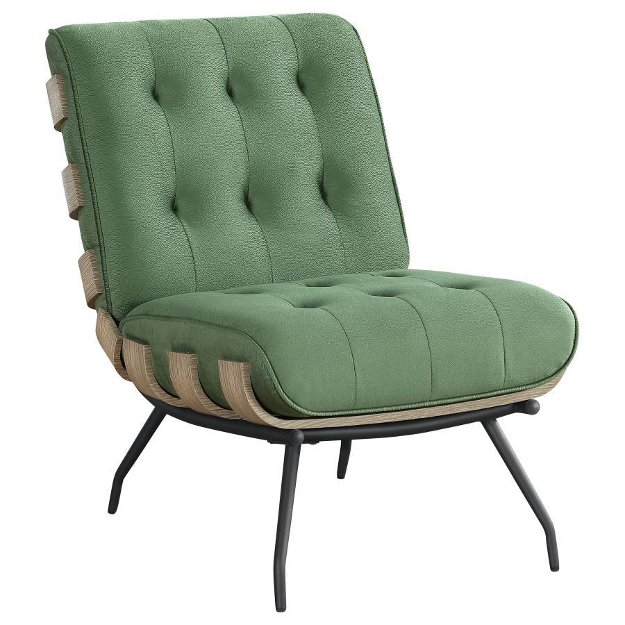 Modern Accent Chair Aloma Armless Accent Chair 907502-C 907502-C in Green, Black Fabric