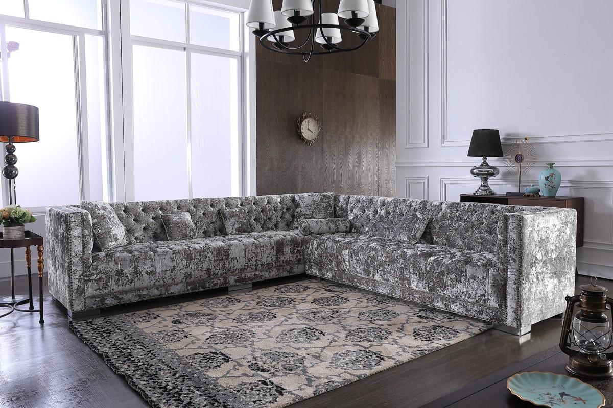 

    
Modern Grey Crushed Velvet Sectional Sofa VIG Divani Casa Fredrick
