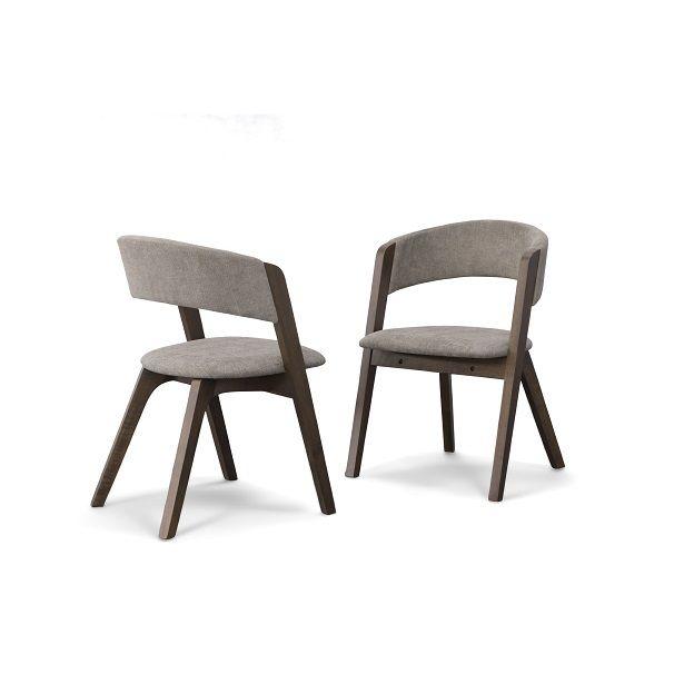 Contemporary, Modern Dining Chair Set Grover VGMA-MI-722-2pcs in Dark Brown, Gray Fabric