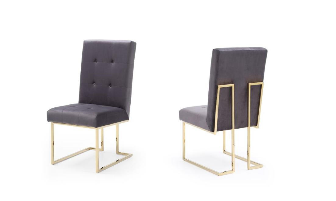 Contemporary, Modern Dining Chair Set Legend VGVCB012-GRYGLD-2pcs in Gold, Black Fabric