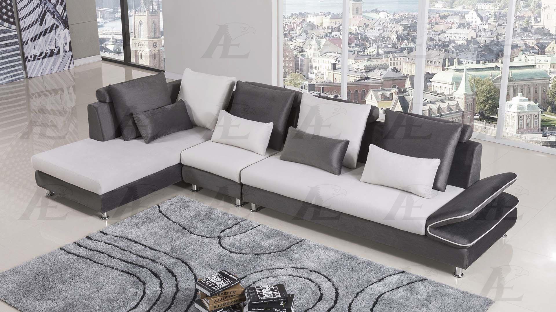 Contemporary, Modern Sectional Sofa AE-L341 AE-L341R in Cream, Gray Fabric