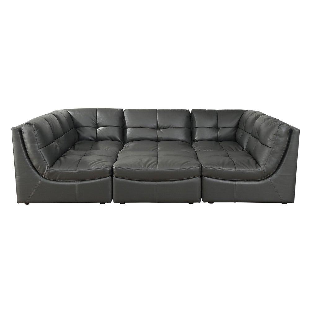 

    
Contemporary Gray Faux Leather Sectional Sofa Set 6pcs Furniture of America CM6456 Libbie
