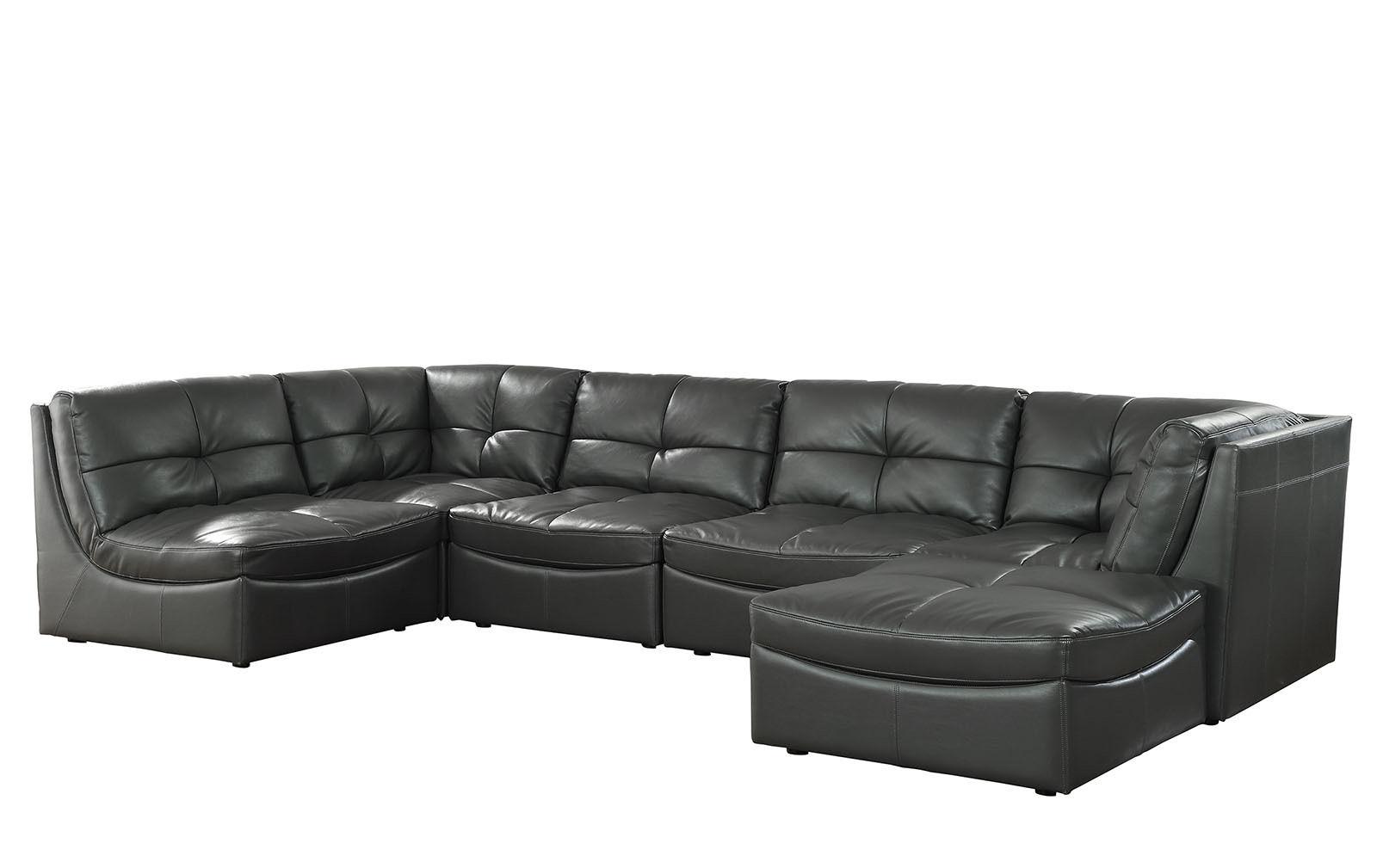 Contemporary Sectional Sofa Set Libbie CM6456 in Gray Faux Leather