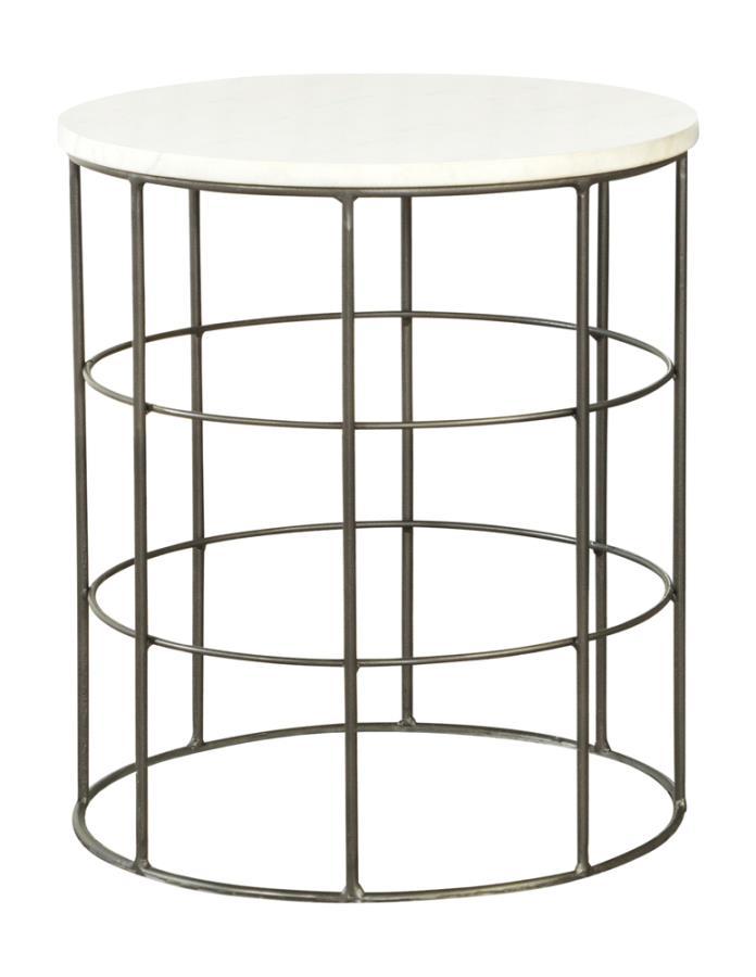 

    
Modern Gunmetal & White Marble Top Accent Table Coaster 931209
