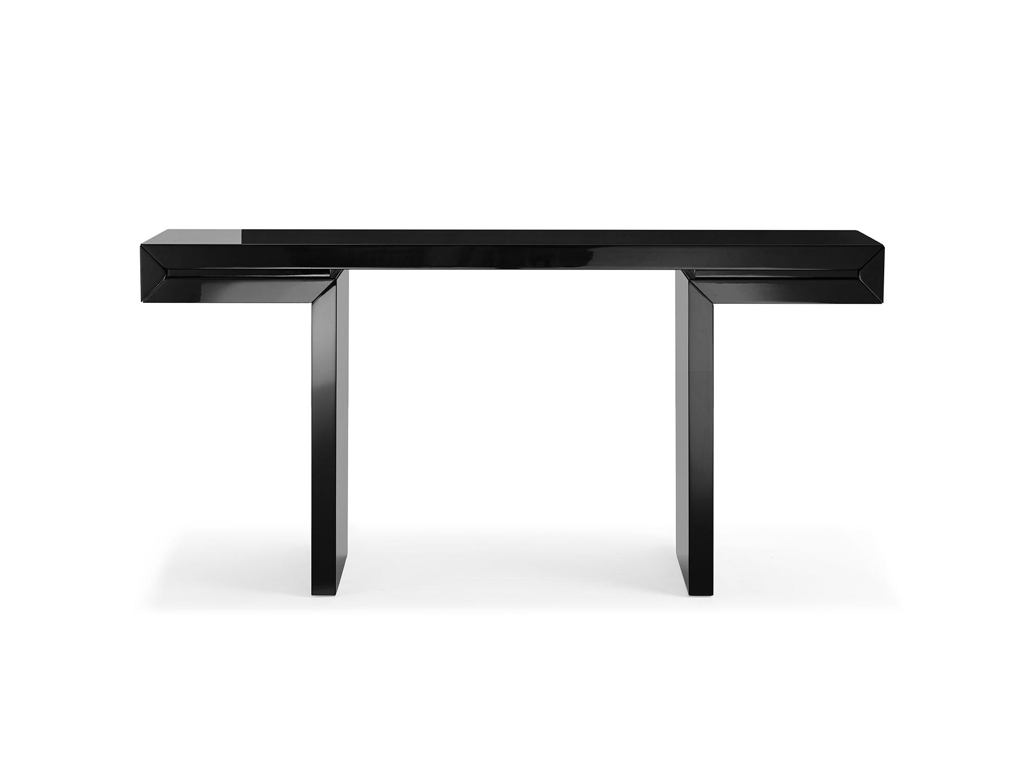 

    
Modern High Gloss Black Lacquer Console Table WhiteLine CO1408-BLK Delaney
