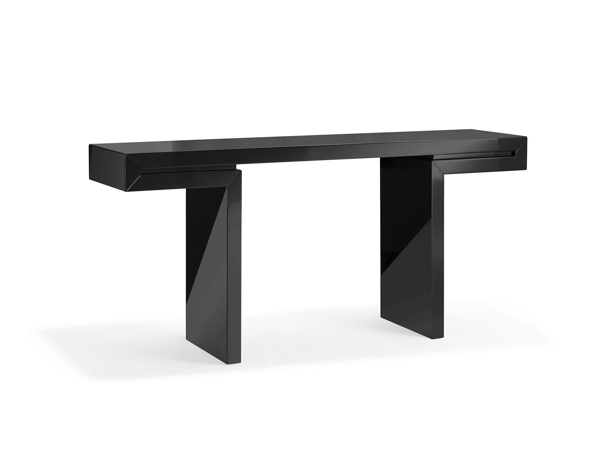 

    
Modern High Gloss Black Lacquer Console Table WhiteLine CO1408-BLK Delaney
