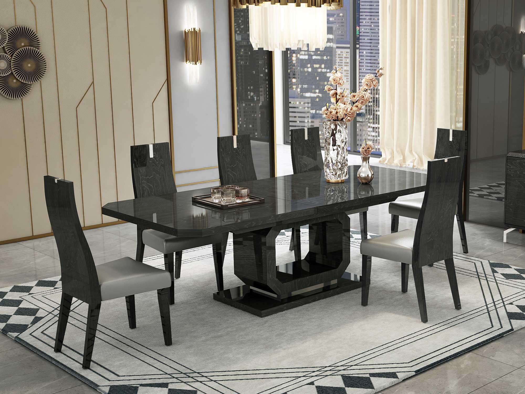 

    
Modern High Gloss Gray Solid Wood Dining Room Set 5pcs WhiteLine DT1619-GRY Los Angeles
