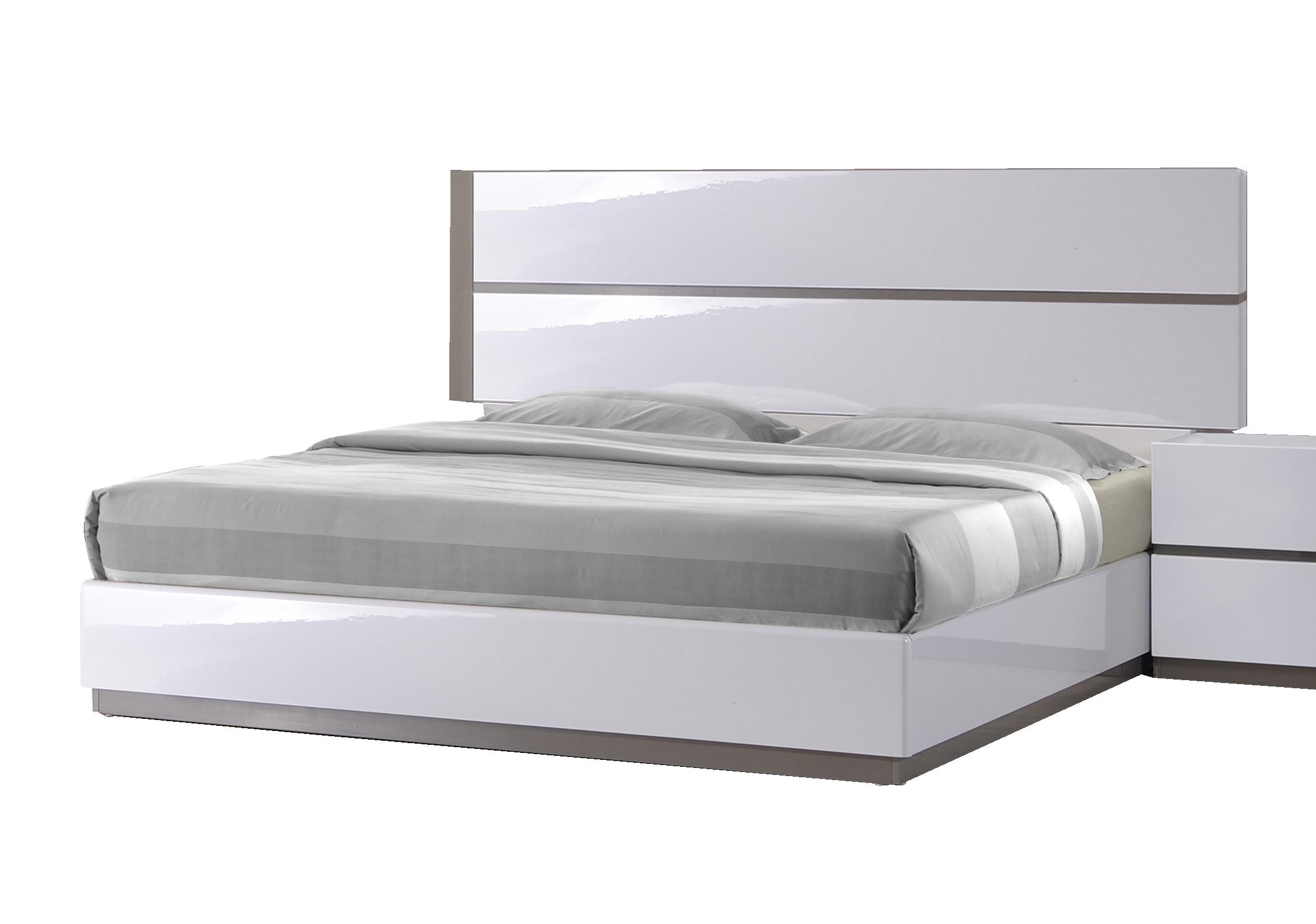 Contemporary Platform Bed Manila MANILA-BED-KING in White, Gray 