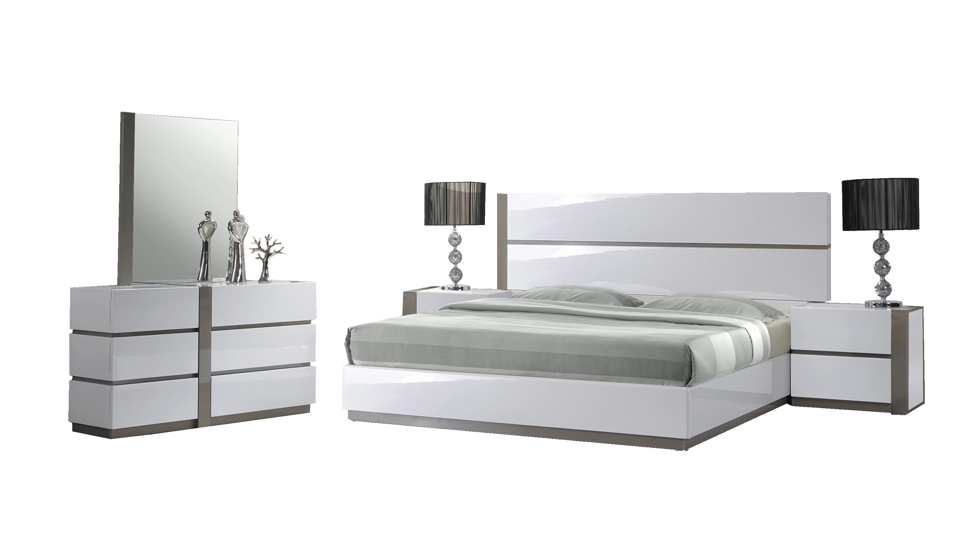 

    
Modern High Gloss White Finish King Size Bedroom Set 5Pcs Manila by Chintaly Imports
