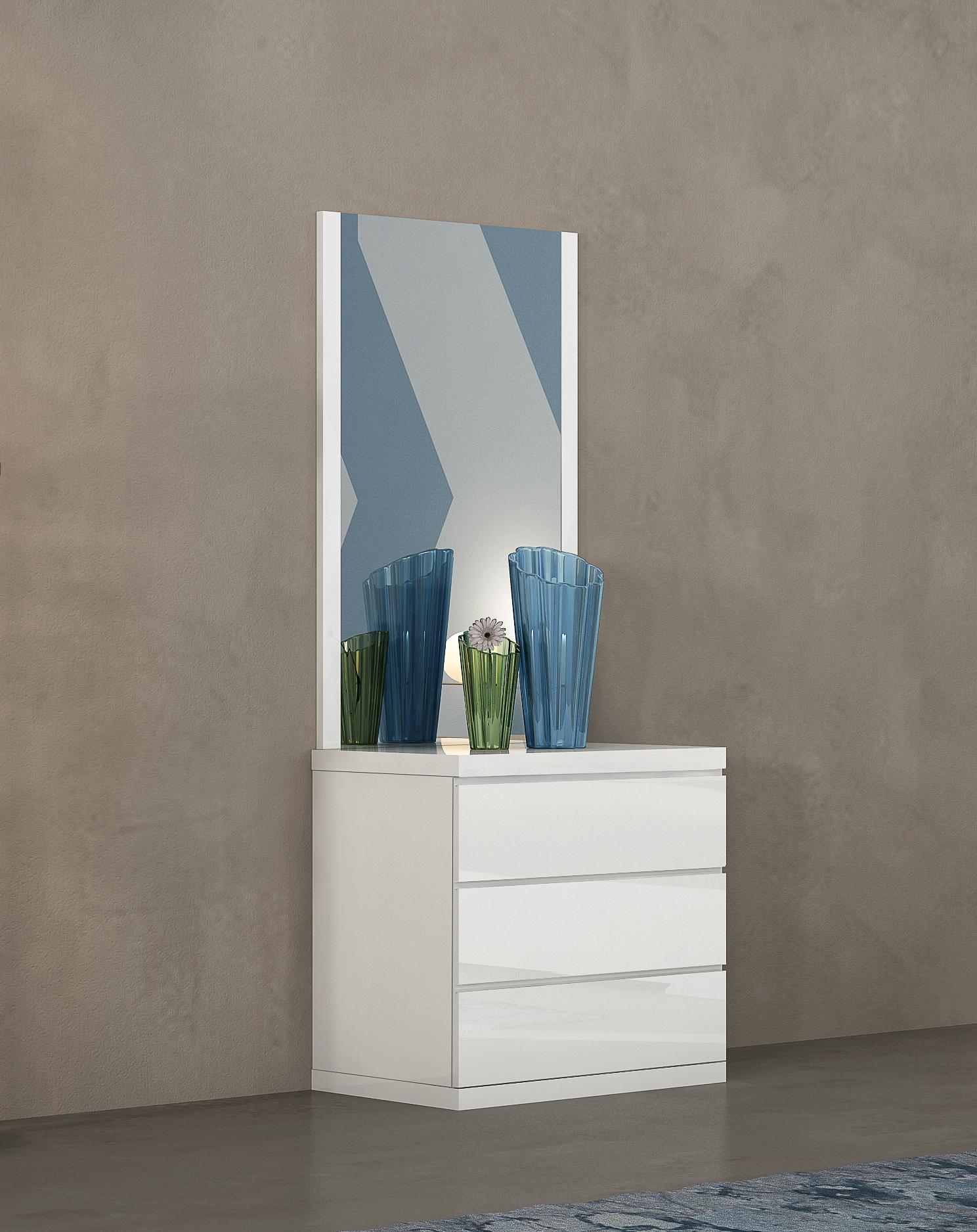 

    
Modern High Gloss White Lacquer Single Dresser w/Mirror WhiteLine DR1207S-WHT Anna

