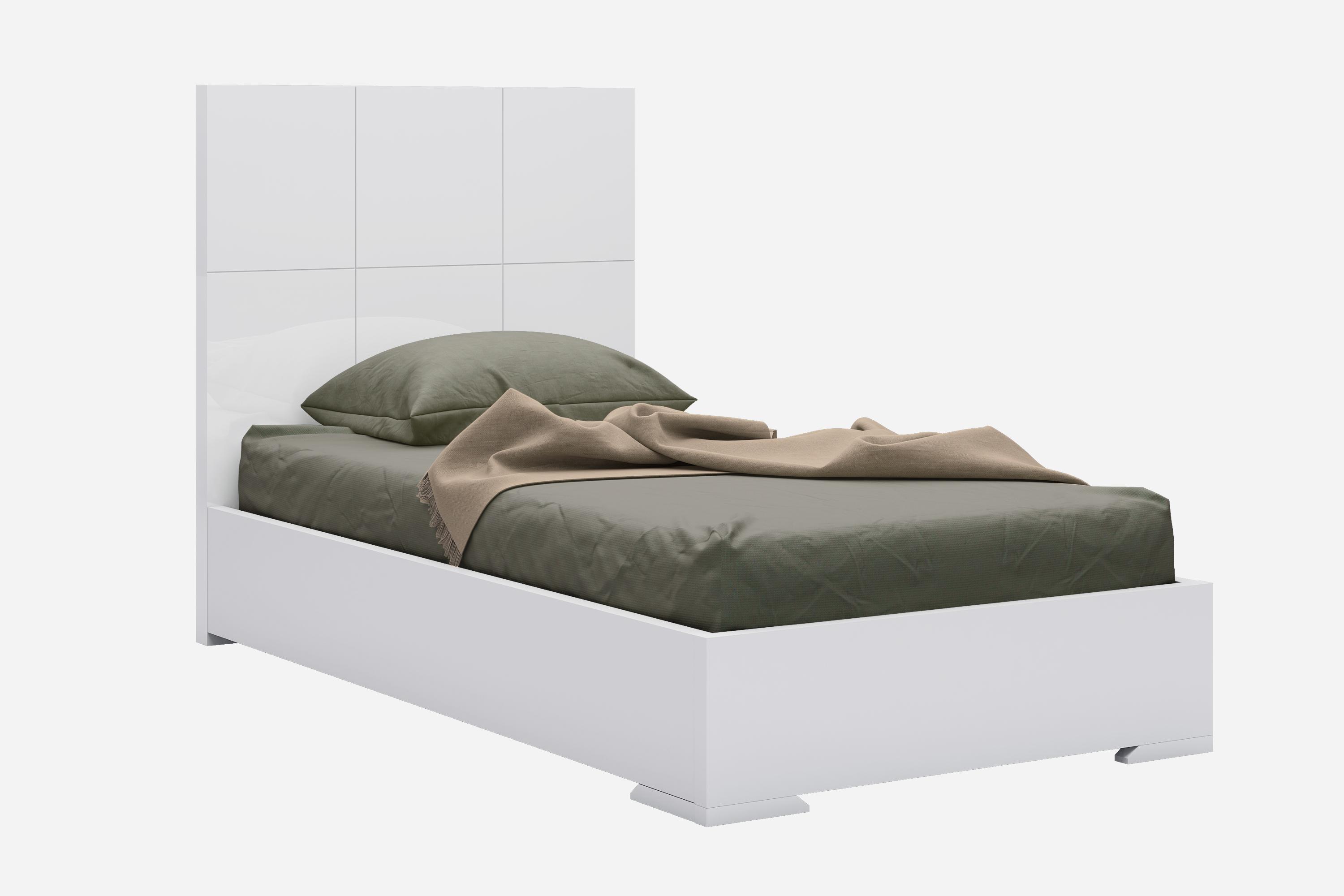 

    
Modern High Gloss White Lacquer Twin Bed WhiteLine BT1207-WHT Anna
