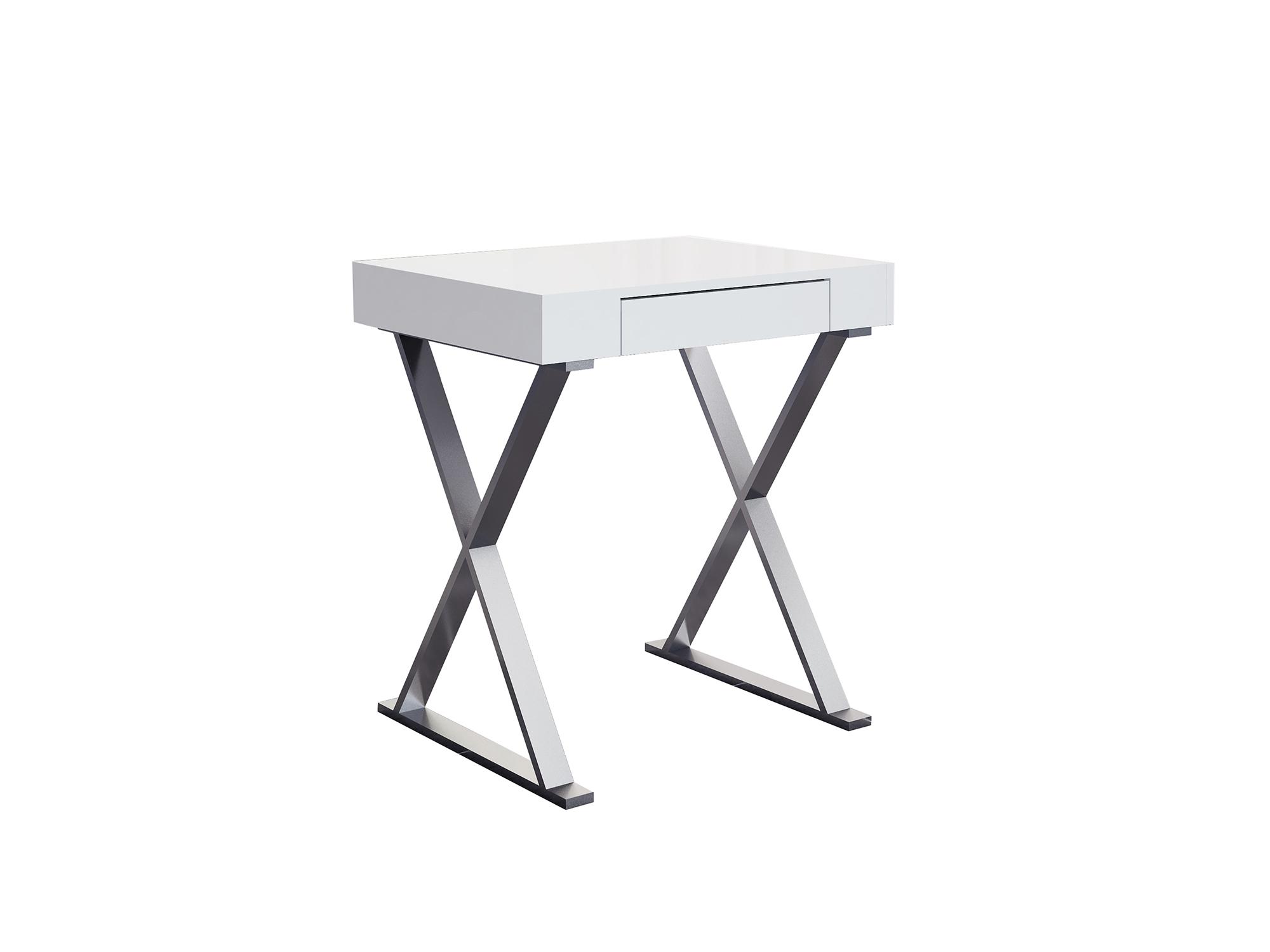 

    
Modern High Gloss White Wood & Stainless Steel Desk WhiteLine DK1205S-WHT Elm
